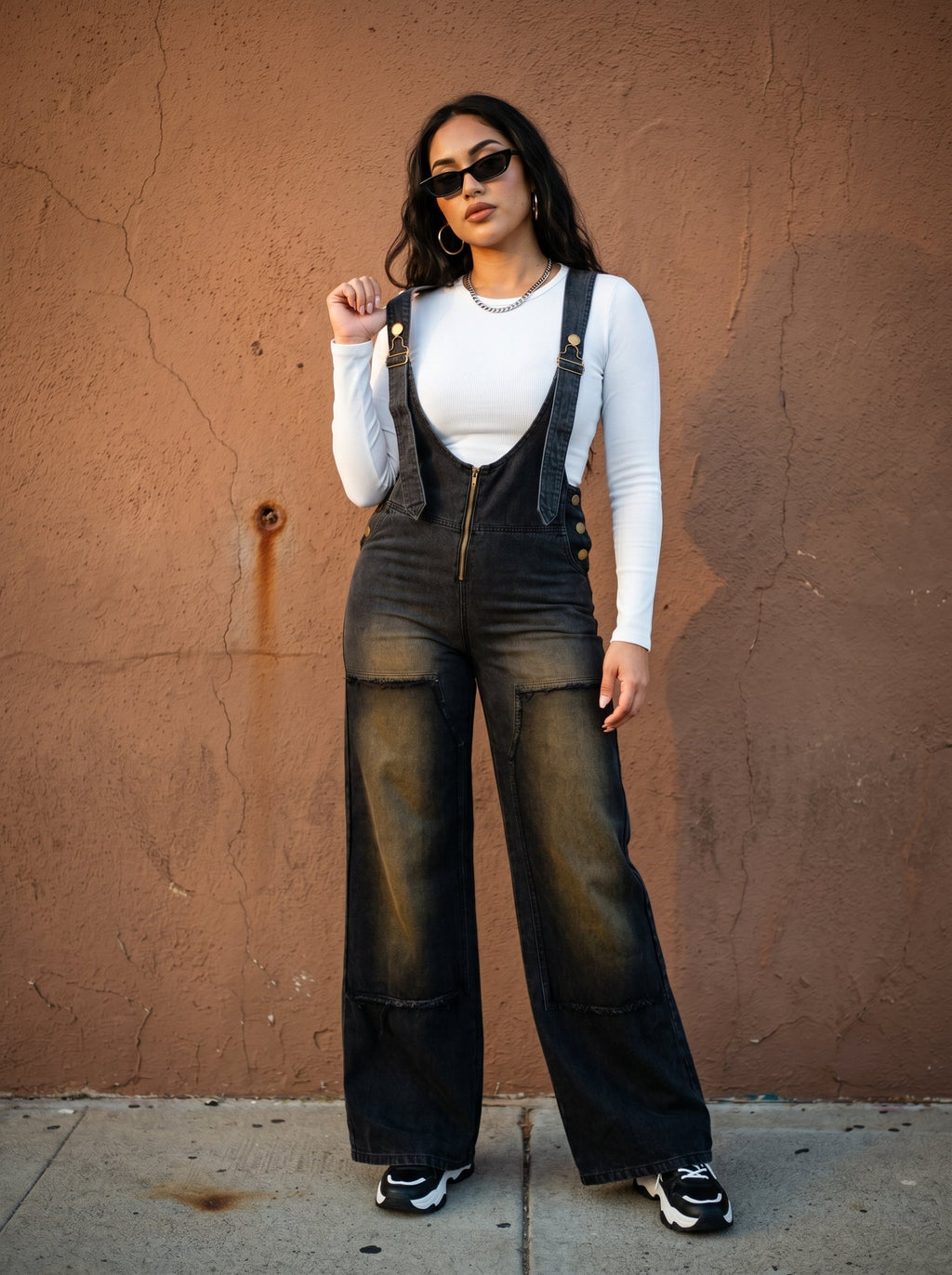 Urban Noir Denim Overalls Black Jumpsuit new