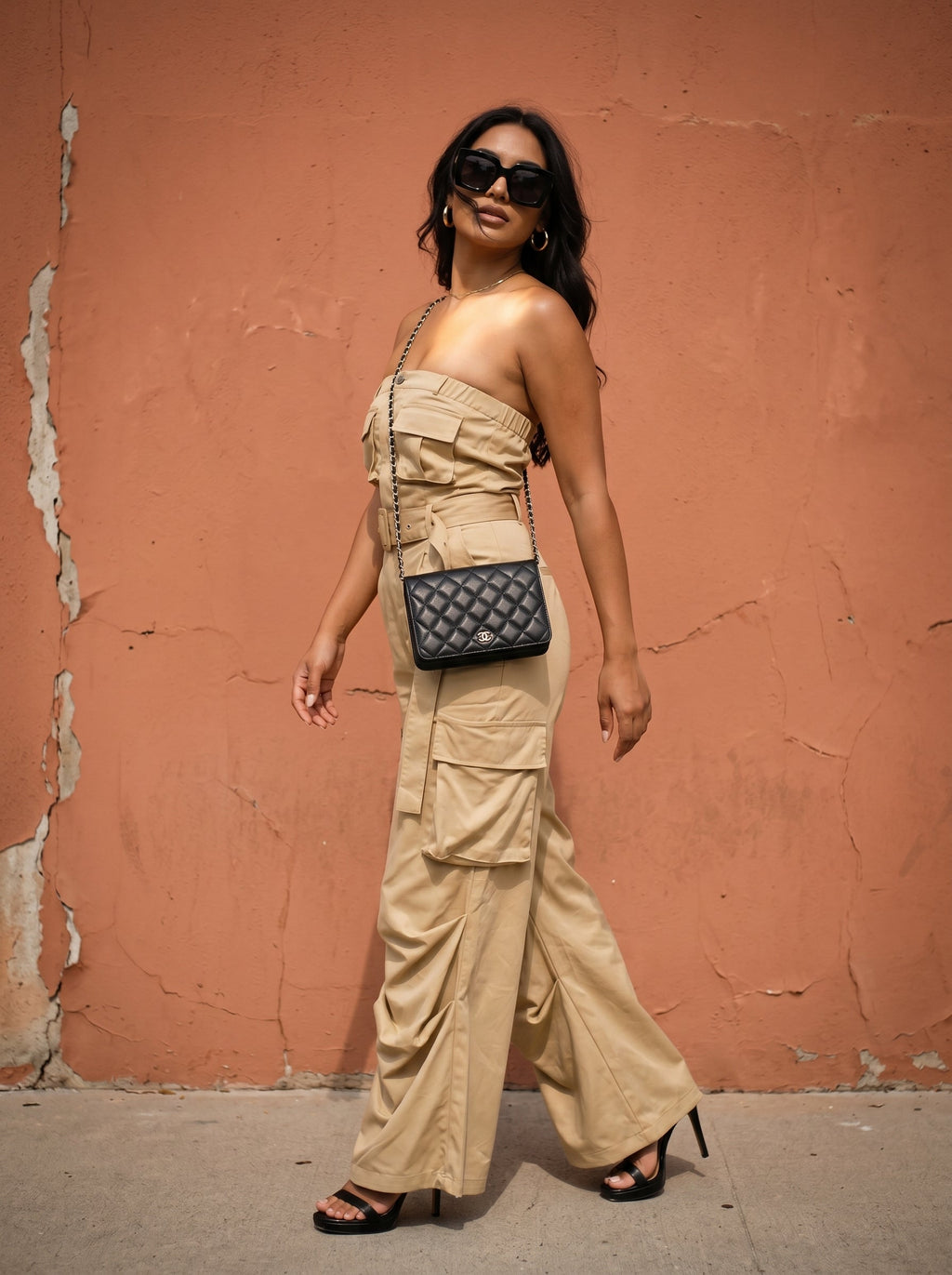 Athina safari multi pocket belted jumpsuit