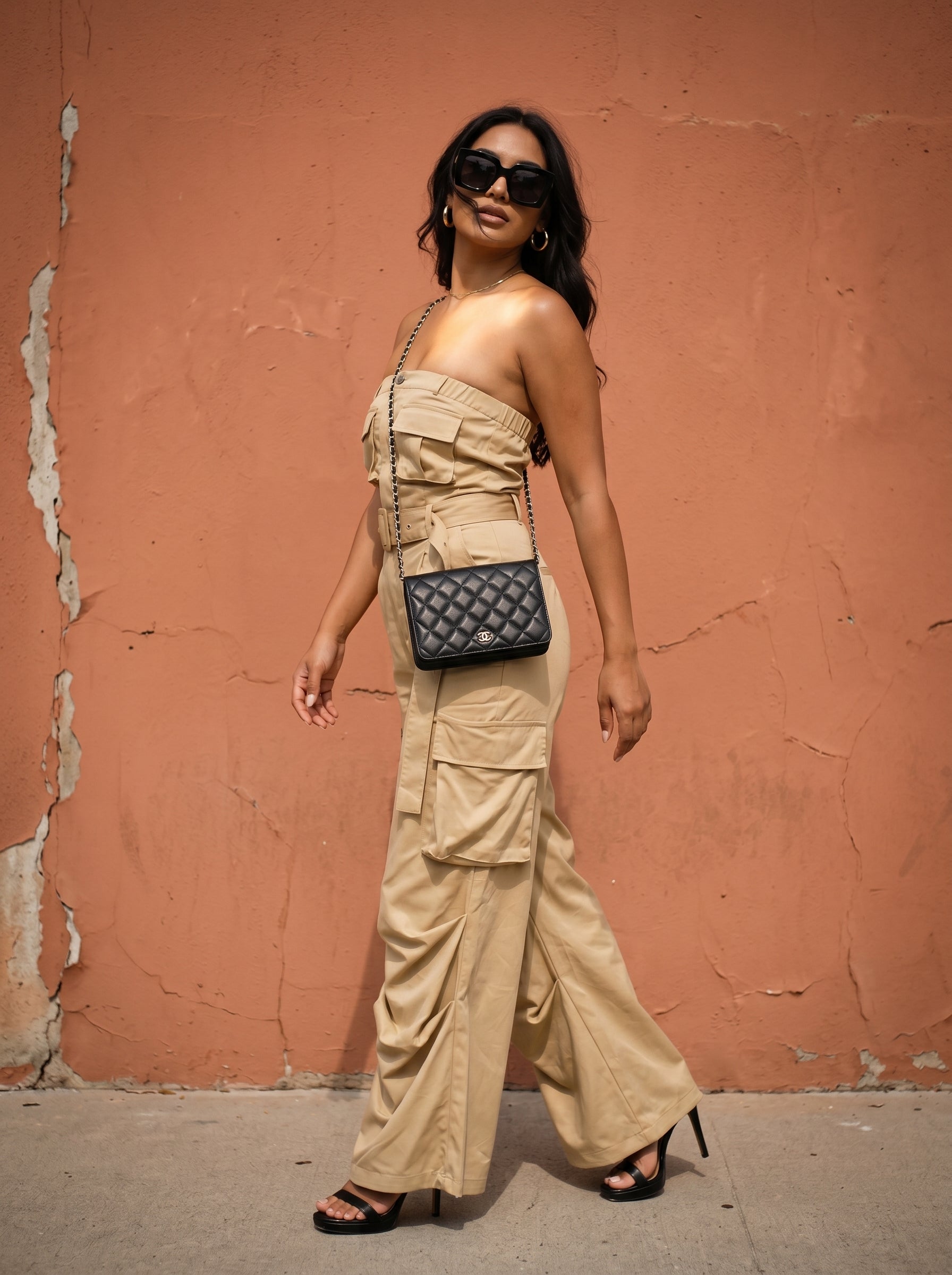 Athina safari multi pocket belted jumpsuit