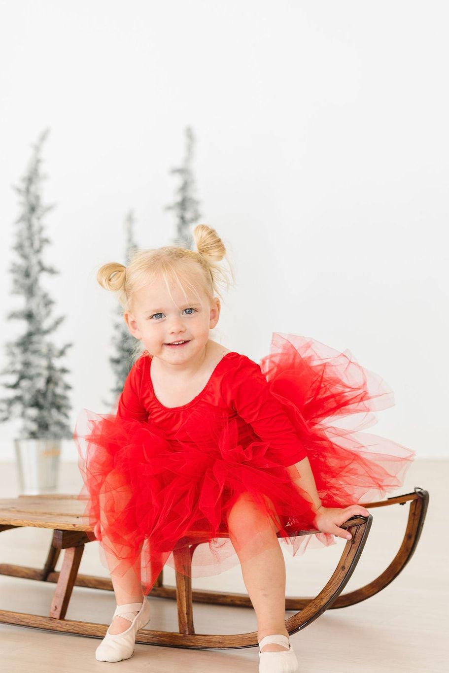 Mila & Rose ® Red 3/4 Tutu Leotard — lifestyle context