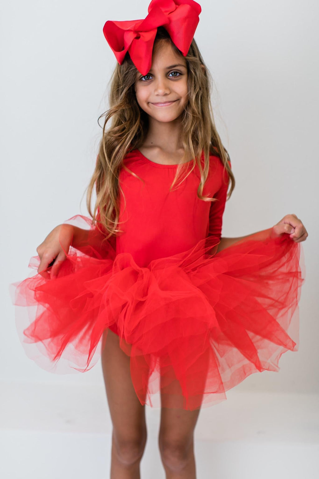 Mila & Rose ® Red 3/4 Tutu Leotard — back view