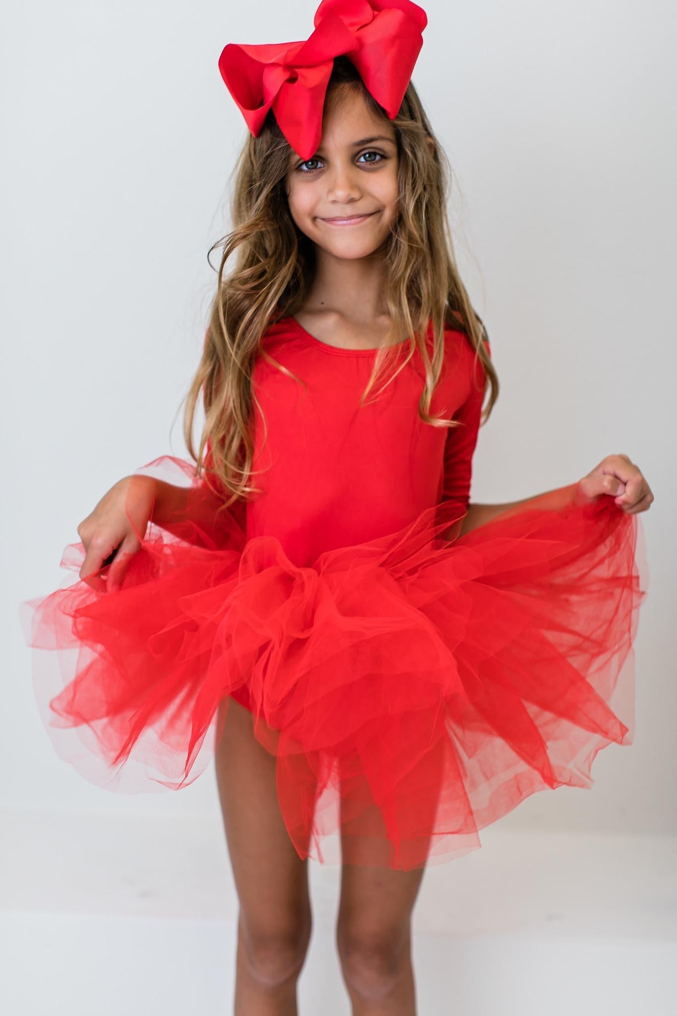 Mila & Rose ® Red 3/4 Tutu Leotard — back view