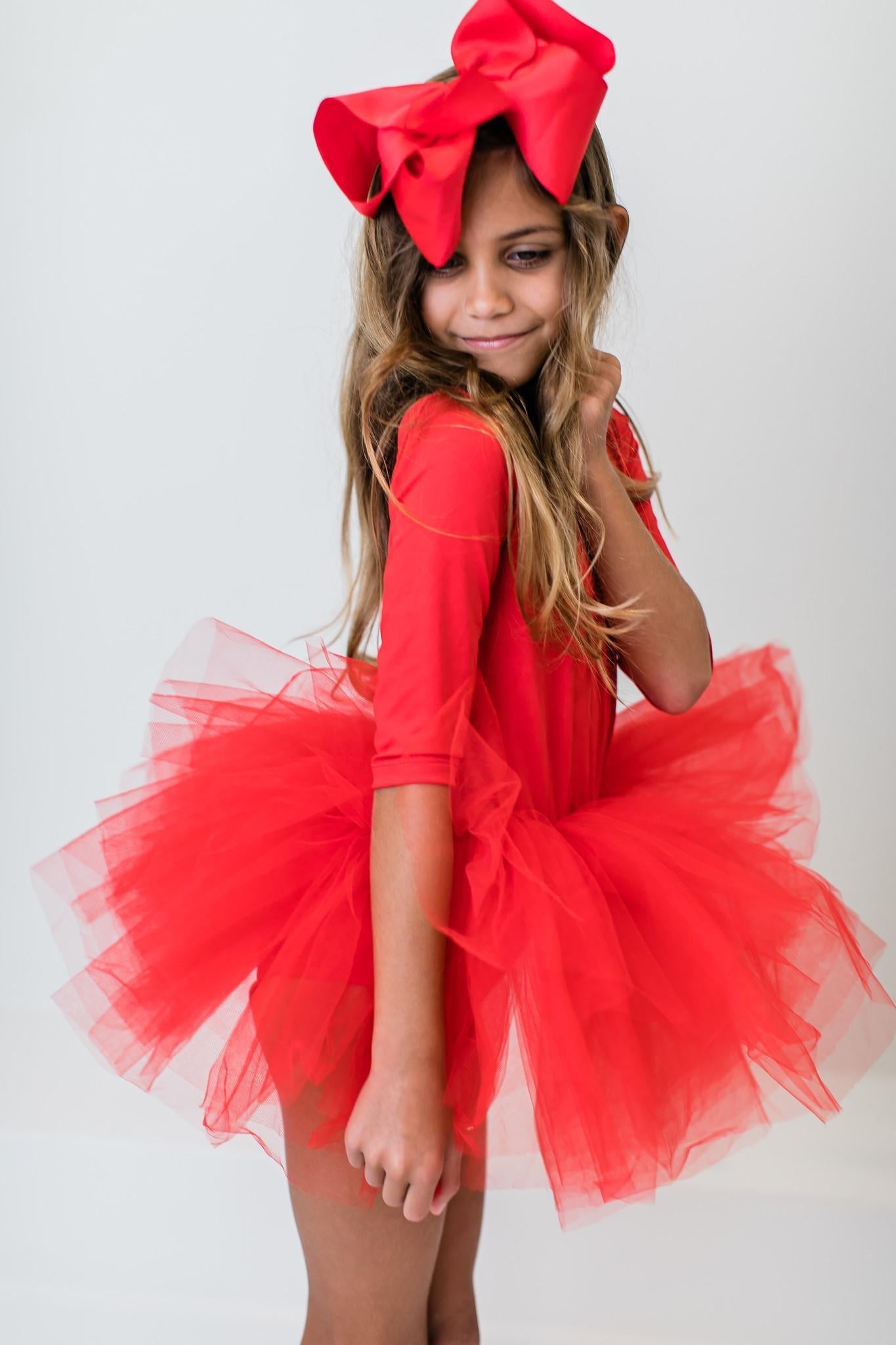 Mila & Rose ® Red 3/4 Tutu Leotard — main product shot