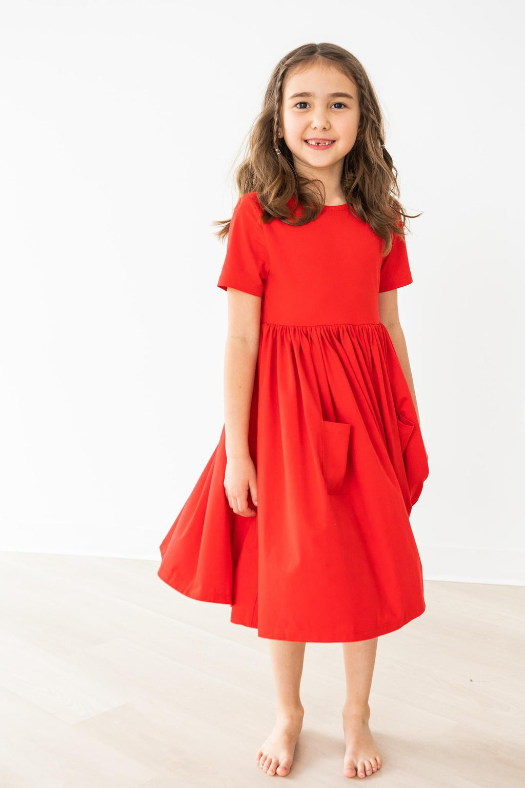 Mila & Rose ® Red S/S Pocket Twirl Dress — side view