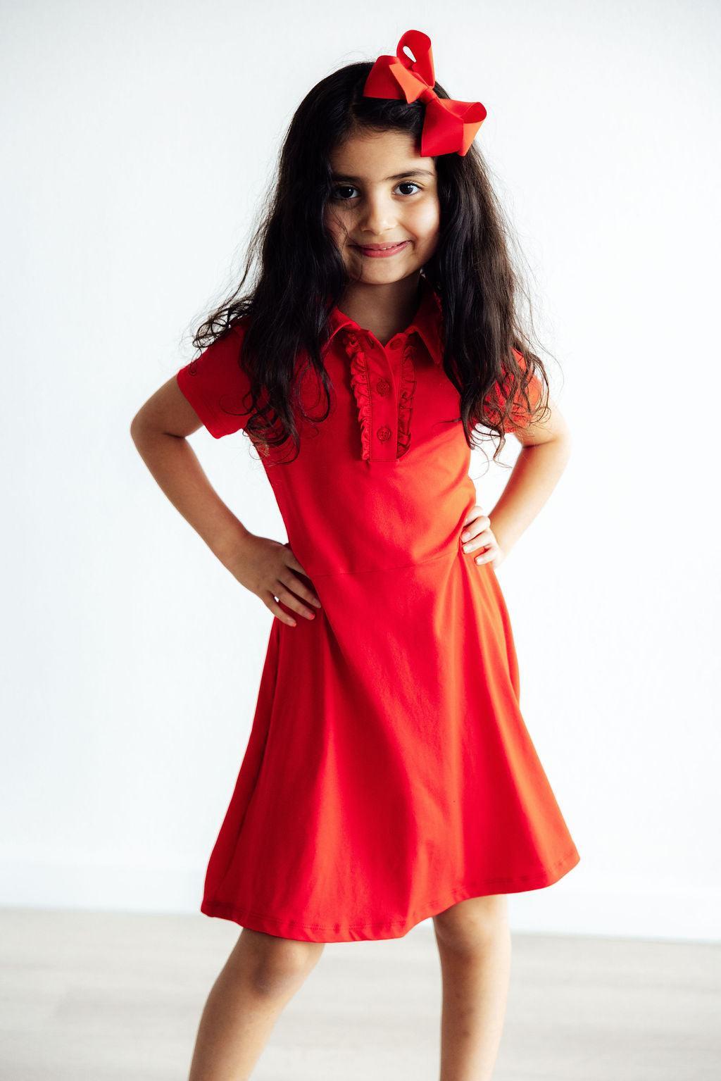 Mila & Rose ® Red S/S Polo Dress — detail close-up