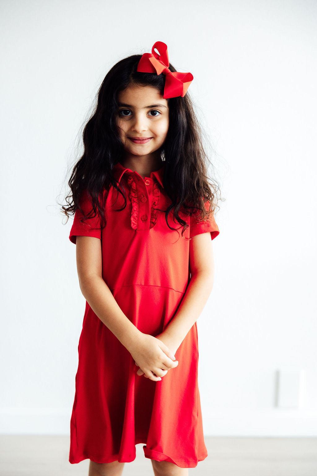 Mila & Rose ® Red S/S Polo Dress — lifestyle context