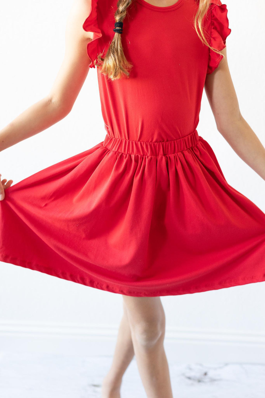 Mila & Rose ® Red S/S Ruffle Tee — lifestyle context