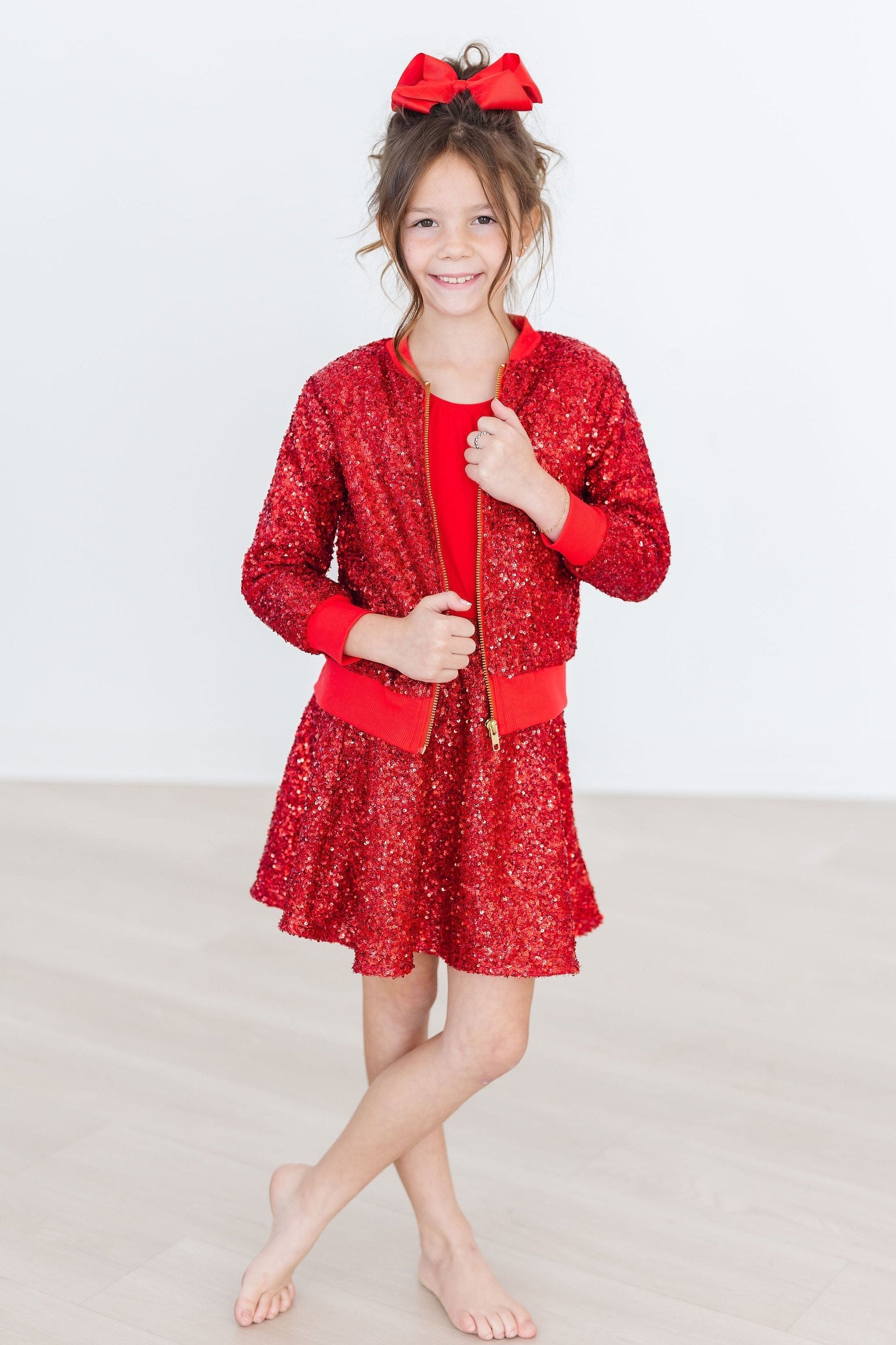 Mila & Rose ® Red Sequin Jacket — side view