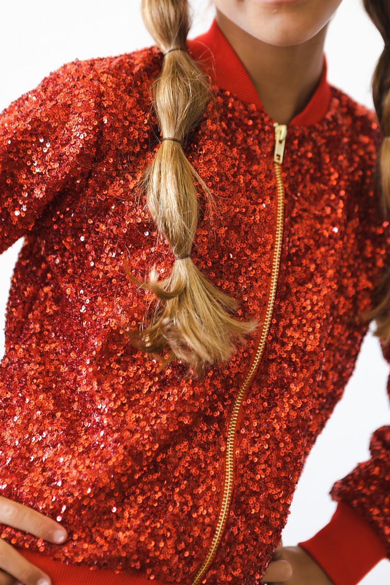 Mila & Rose ® Red Sequin Jacket — size reference