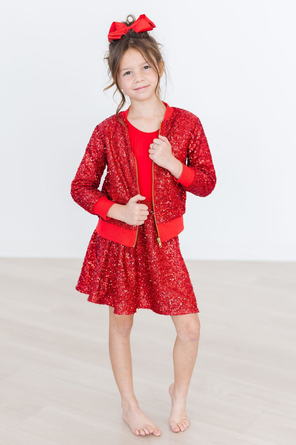 Mila & Rose ® Red Sequin Twirl Skort — side view