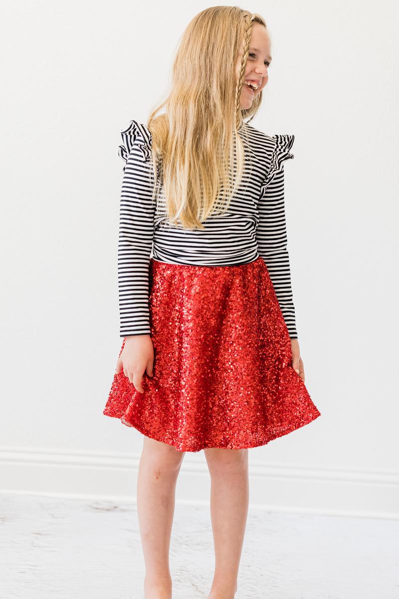 Mila & Rose ® Red Sequin Twirl Skort — alternative angle