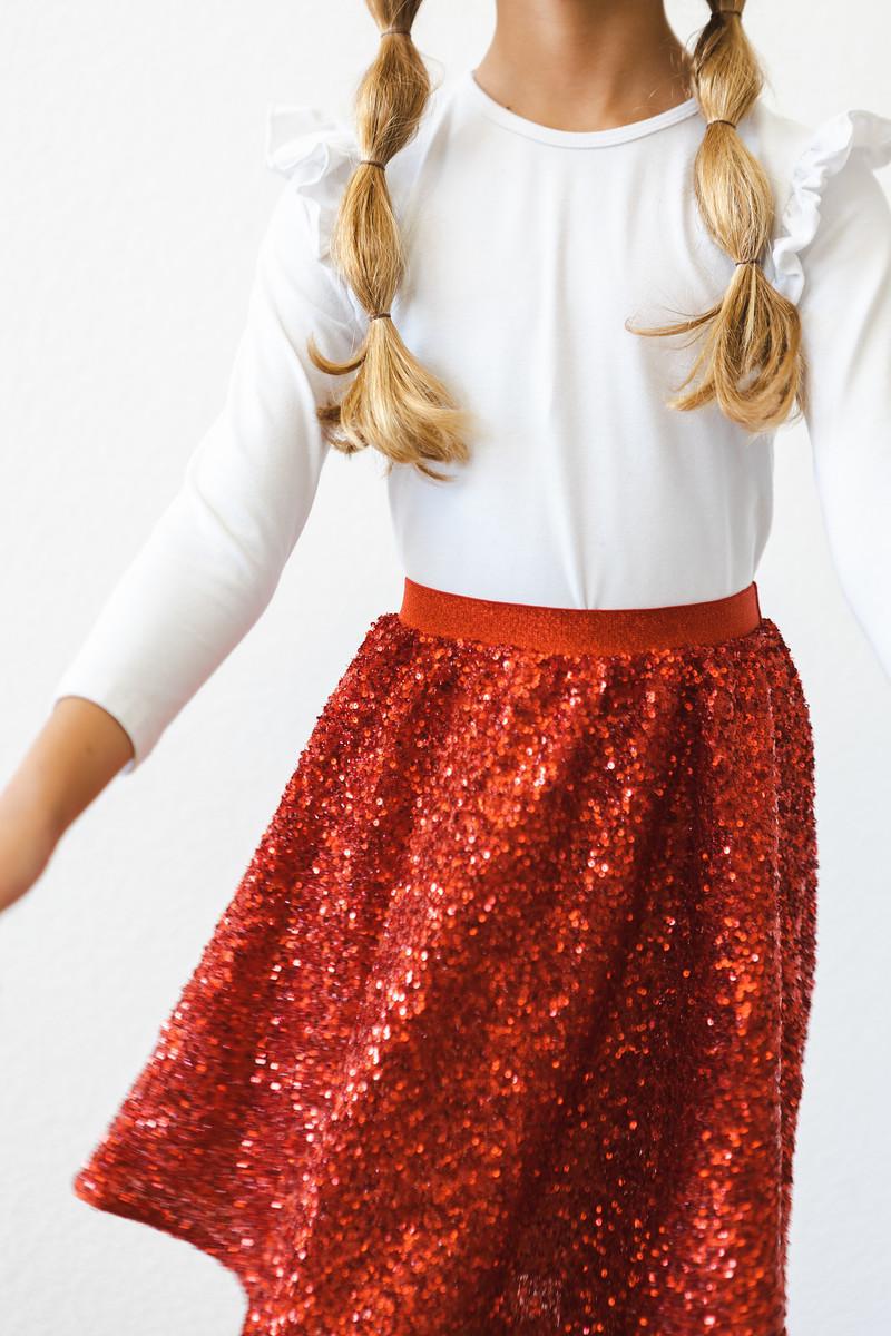 Mila & Rose ® Red Sequin Twirl Skort — in-use photo
