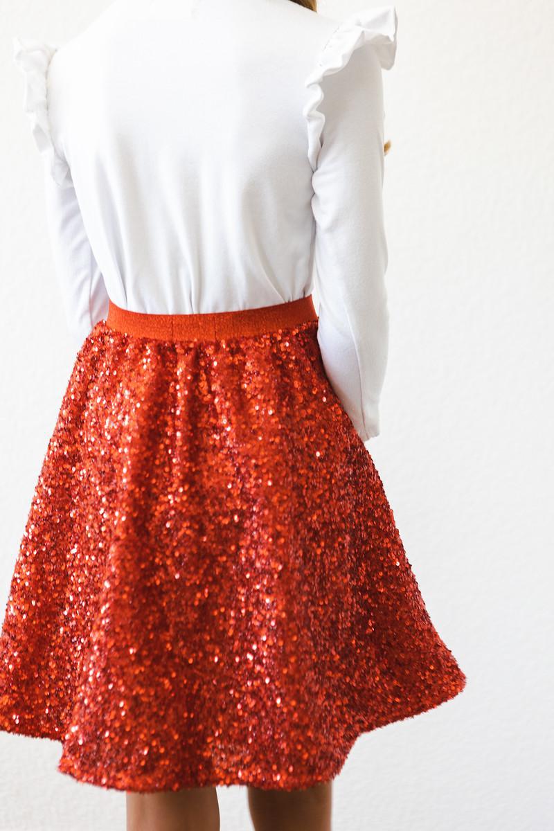 Mila & Rose ® Red Sequin Twirl Skort — size reference