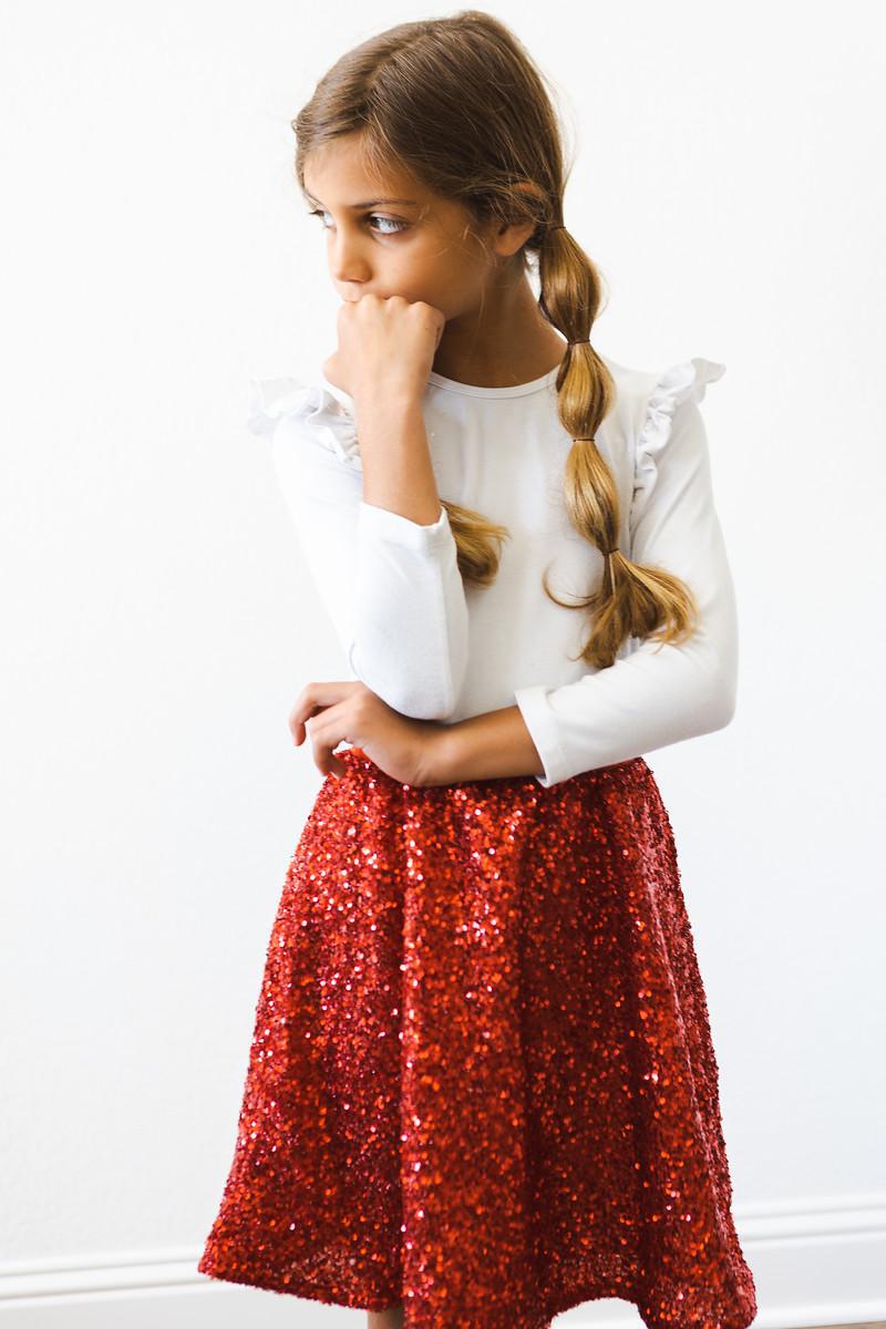Mila & Rose ® Red Sequin Twirl Skort — color detail