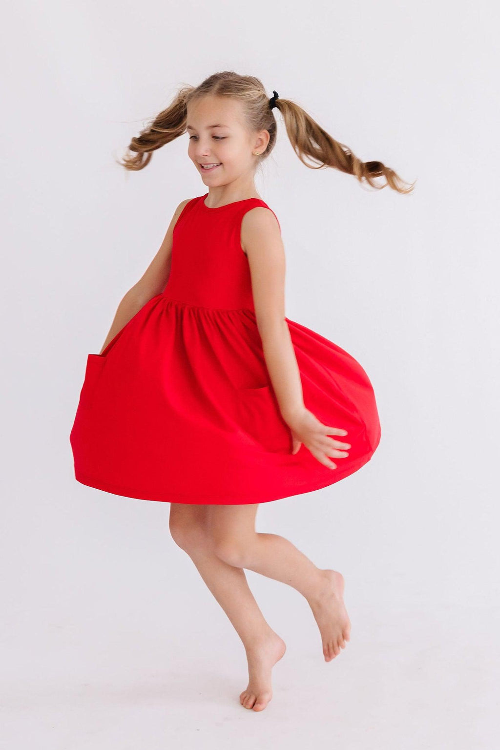 Mila & Rose ® Red Tank Pocket Twirl Dress — detail close-up