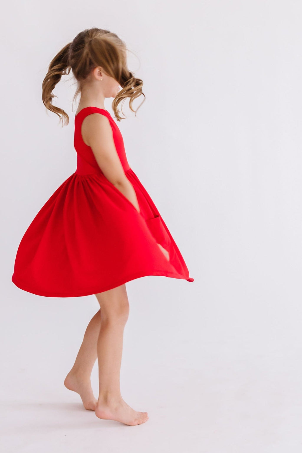 Mila & Rose ® Red Tank Pocket Twirl Dress — lifestyle context