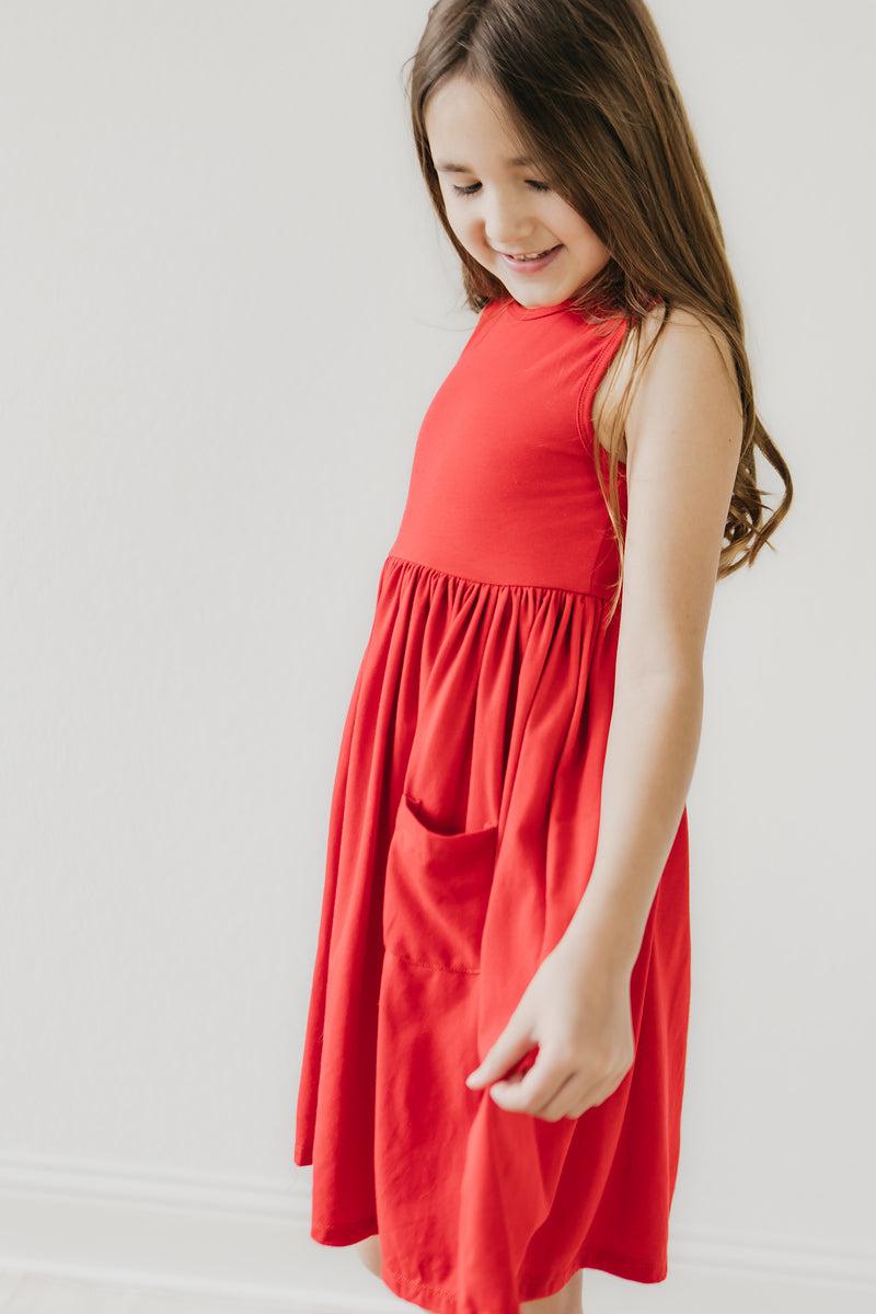Mila & Rose ® Red Tank Pocket Twirl Dress — alternative angle