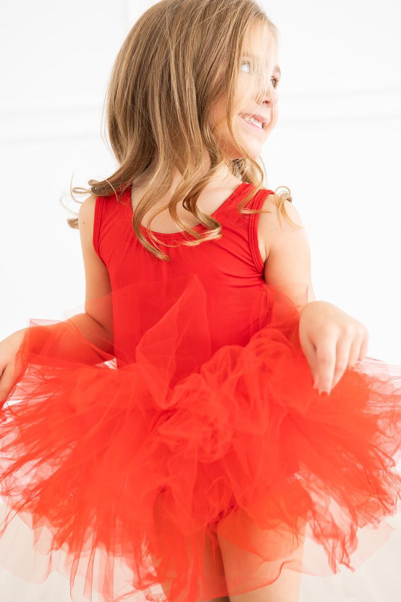 Mila & Rose ® Red Tank Tutu Leotard — side view