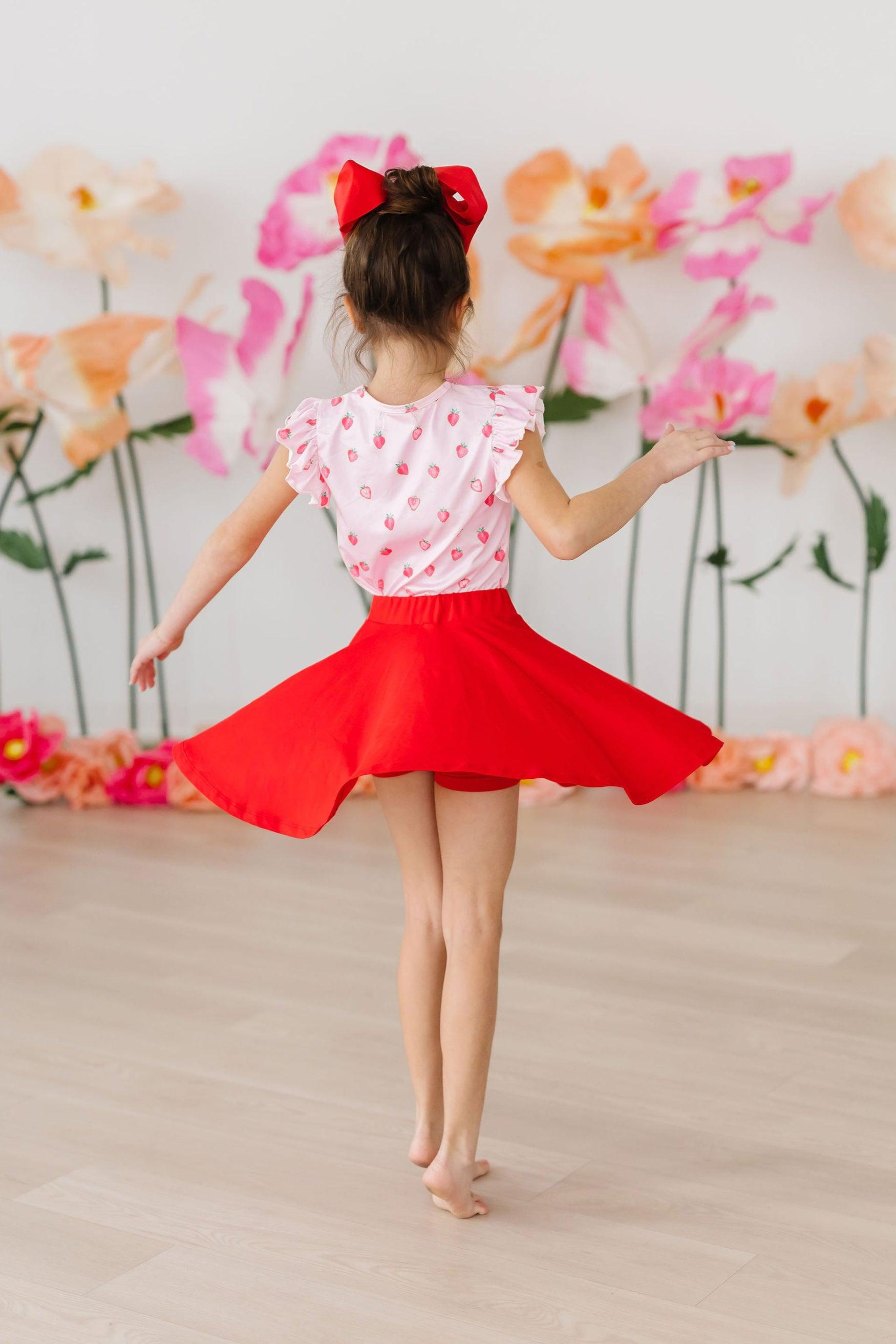 Mila & Rose ® Red Twirl Skort — detail close-up