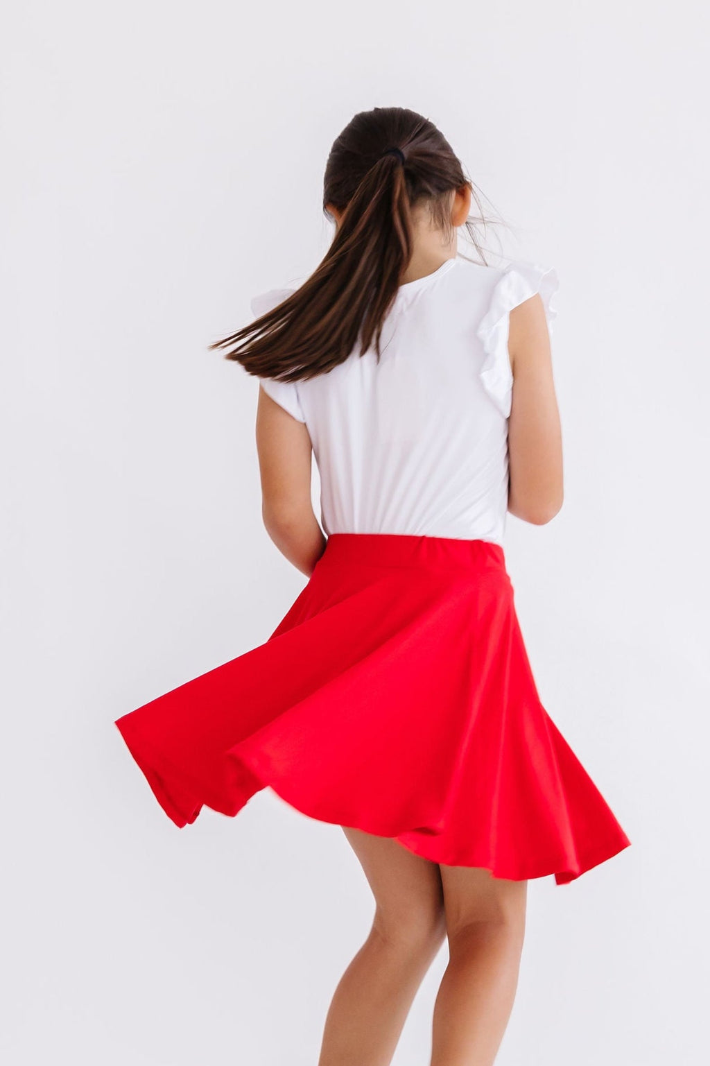Mila & Rose ® Red Twirl Skort — back view