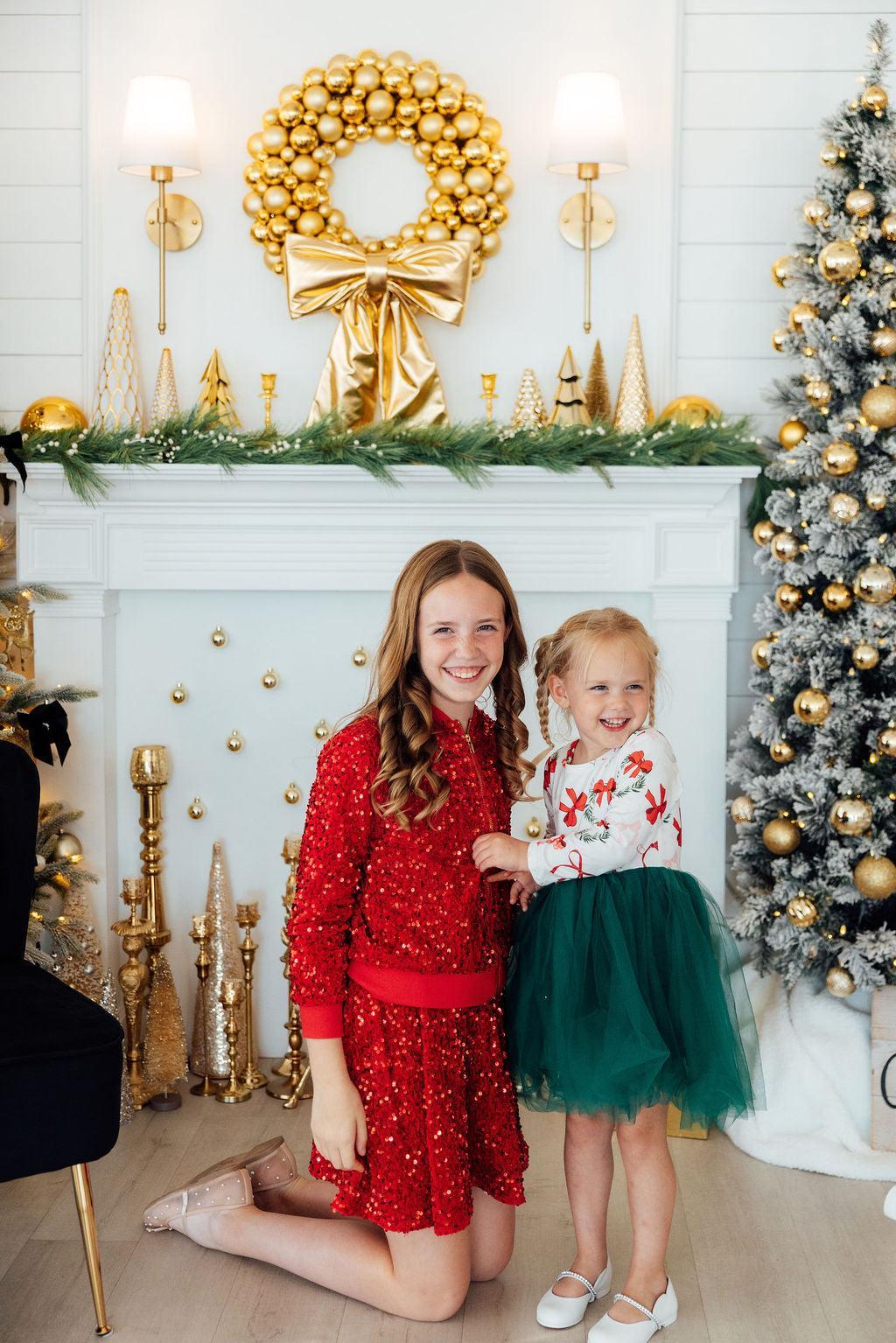 Mila & Rose ® Red Velvet Sequin Jacket — lifestyle context