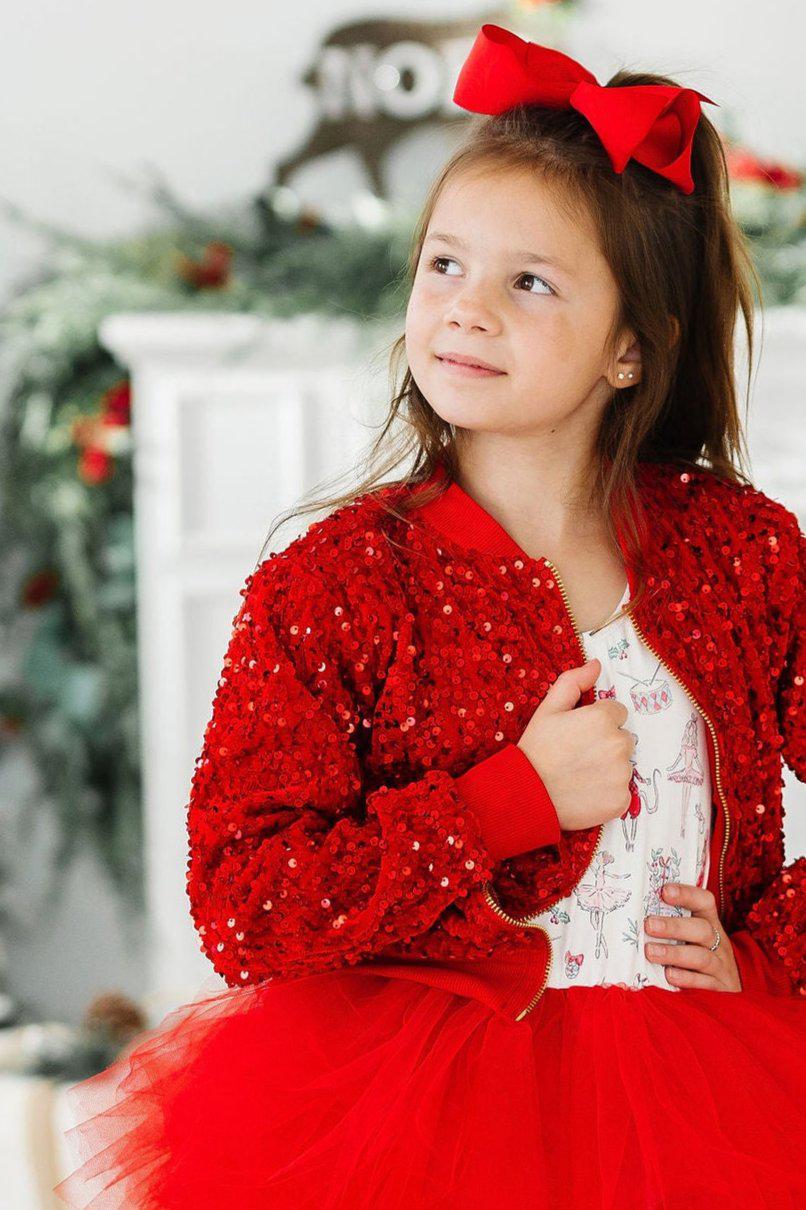 Mila & Rose ® Red Velvet Sequin Jacket — alternative angle