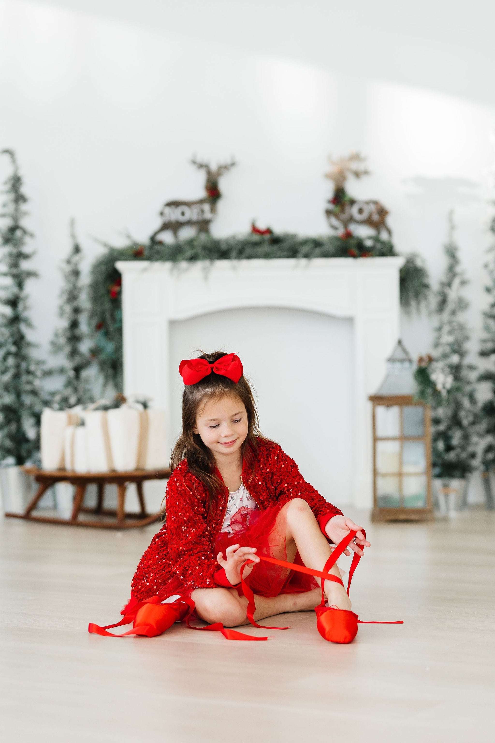Mila & Rose ® Red Velvet Sequin Jacket — in-use photo
