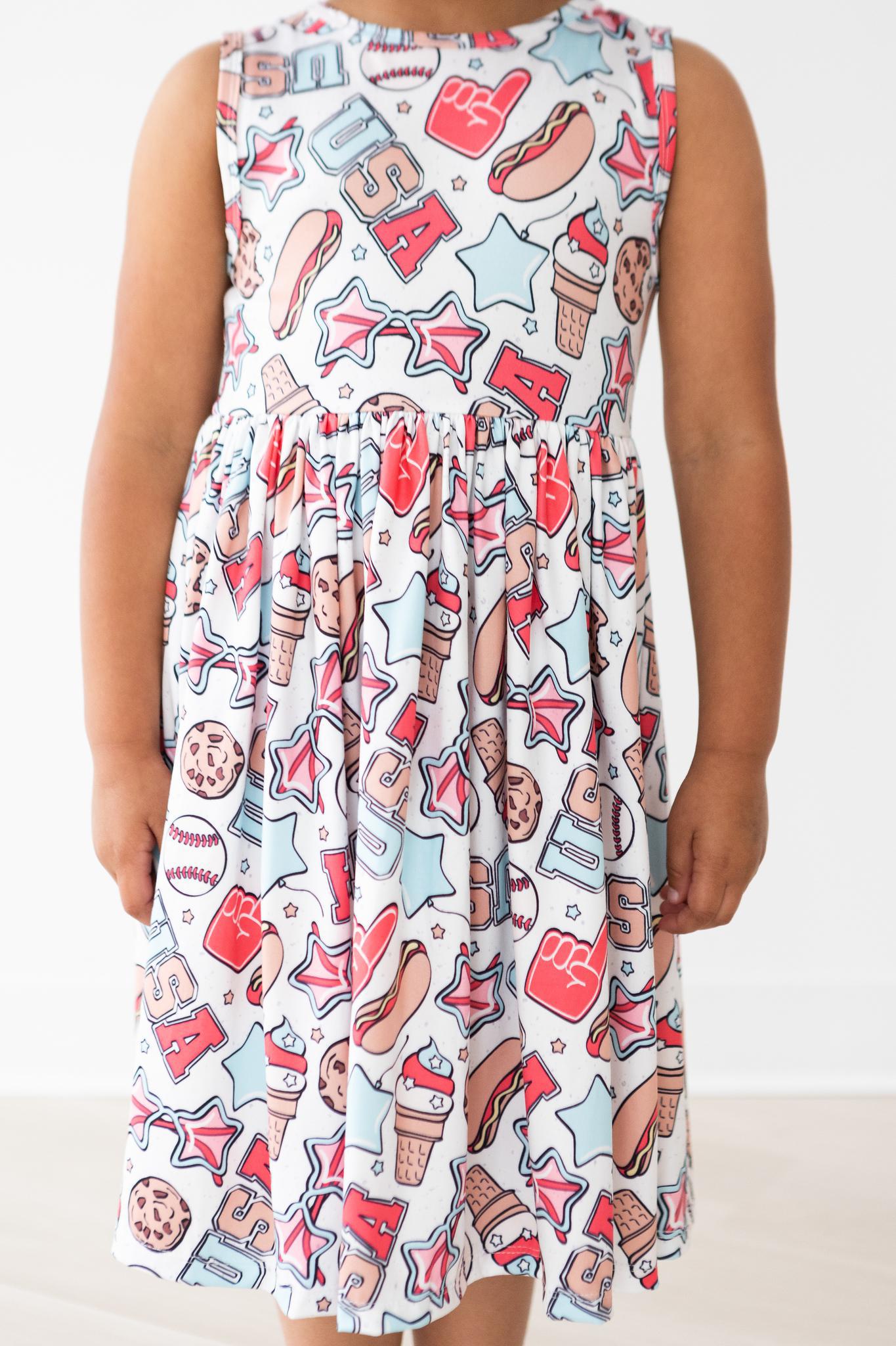 Mila & Rose ® Red, White & BBQ Tank Twirl Dress — side view