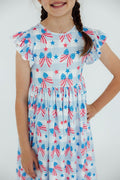 Mila & Rose ® Red, White & Bows Flutter Sleeve Twirl Dress — main product shot