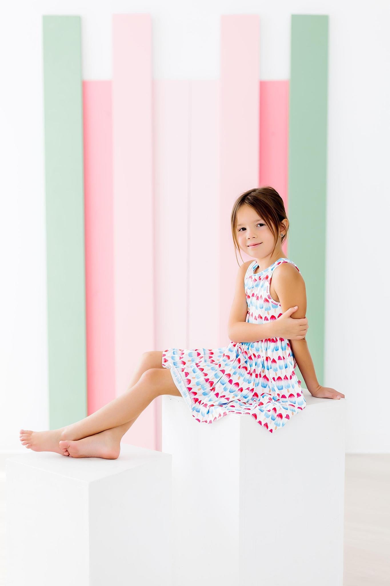 Mila & Rose ® Red, White & Cute Tank Twirl Dress — side view