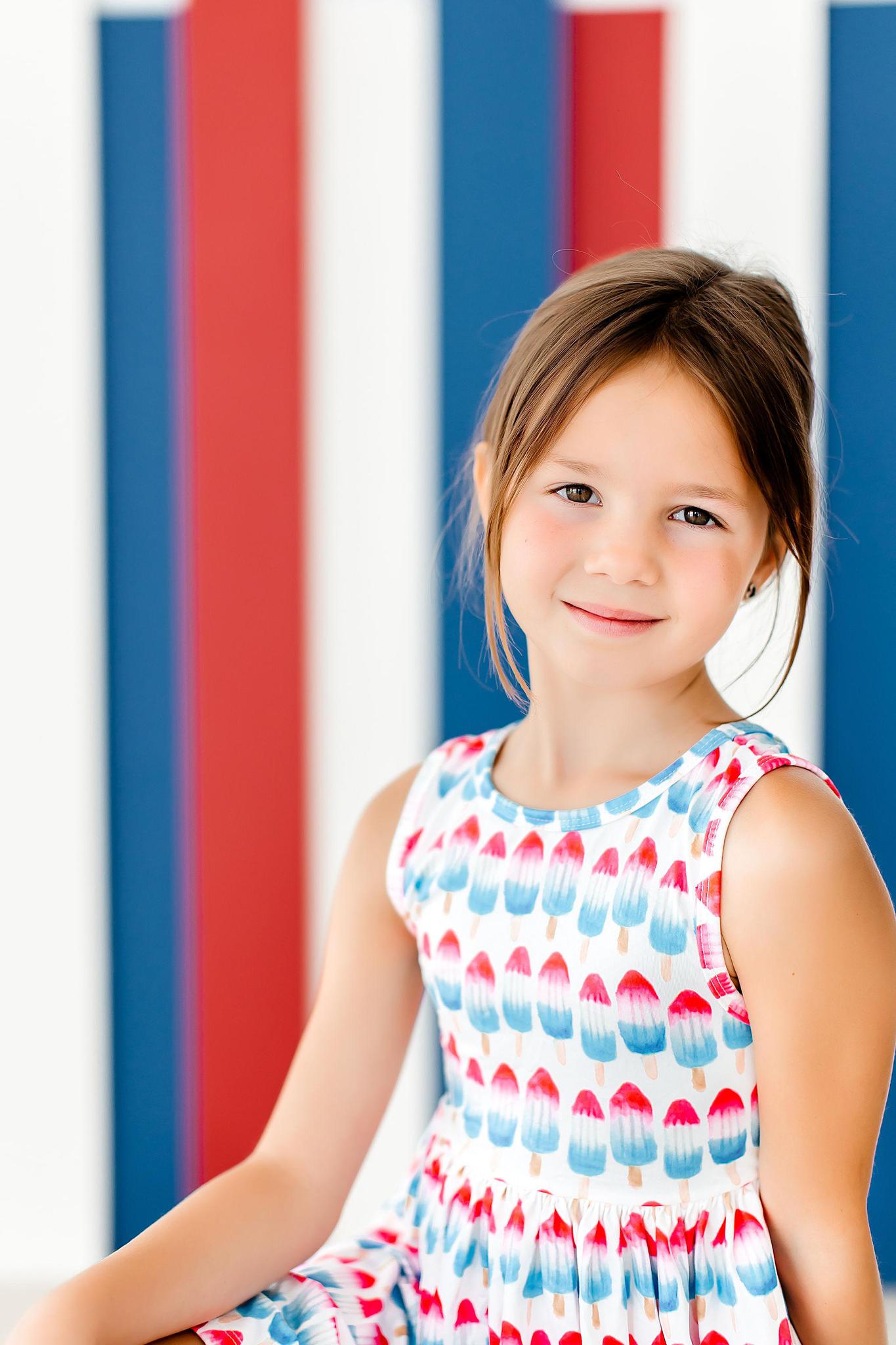Mila & Rose ® Red, White & Cute Tank Twirl Dress — back view