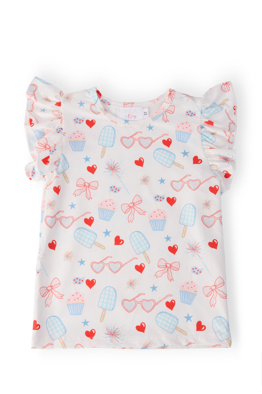 Mila & Rose ® Red, White, & Sweet S/S Ruffle Tee — main product shot