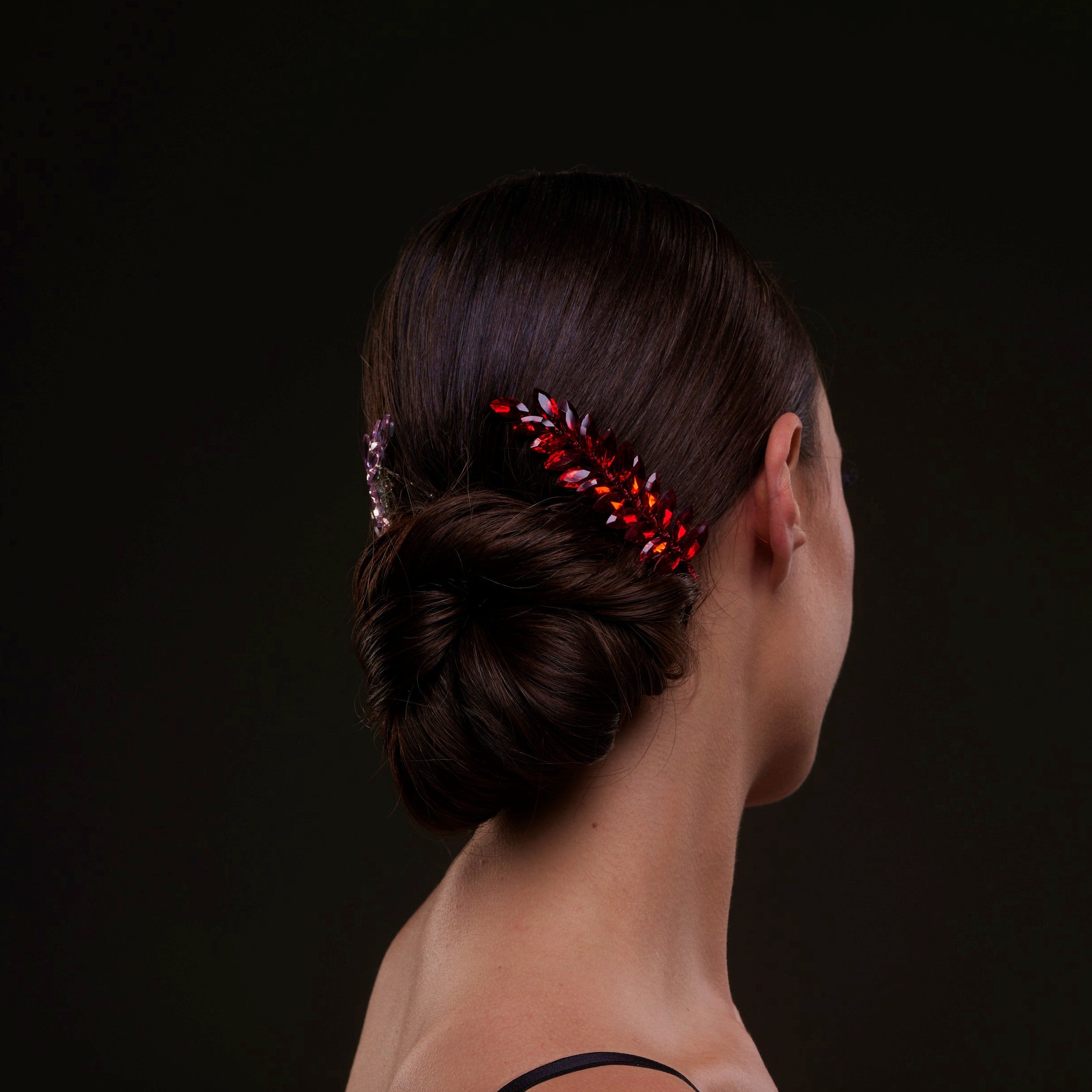 Elegant Red Crystal 2-Piece Hair Comb Set – Bridal Port, view 2