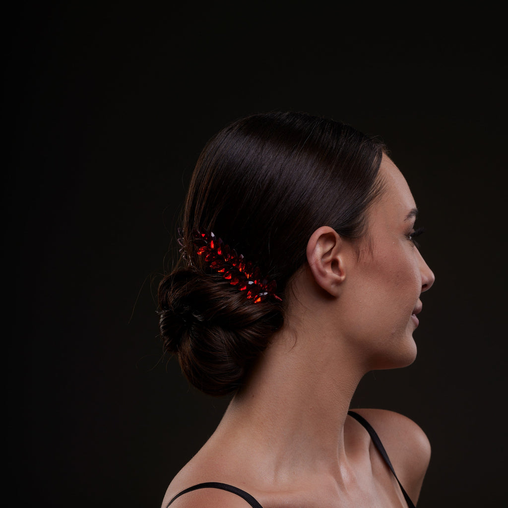 Elegant Red Crystal 2-Piece Hair Comb Set – Bridal Port, view 3