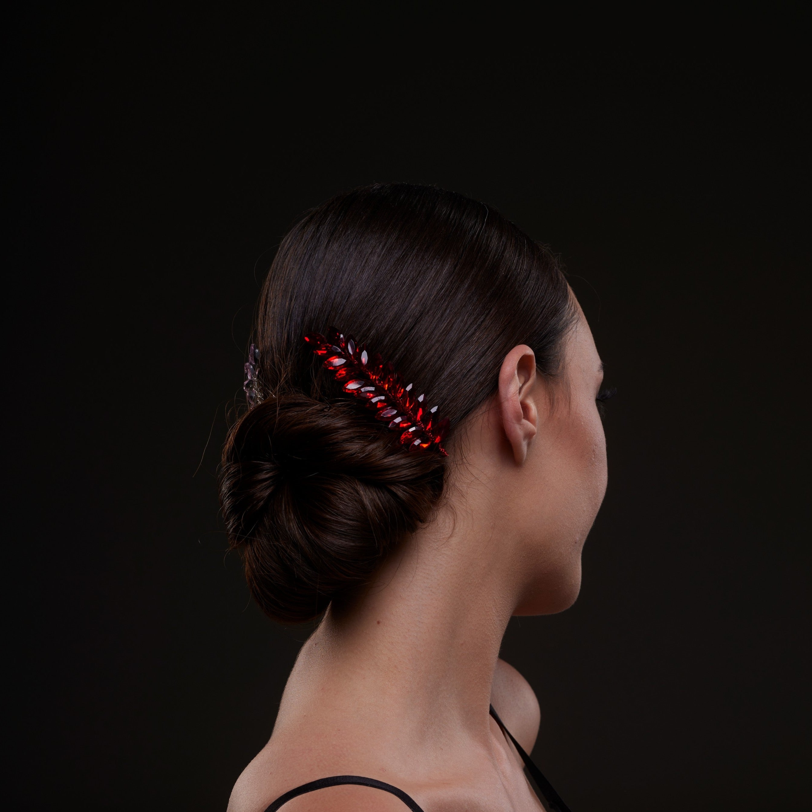 Elegant Red Crystal 2-Piece Hair Comb Set – Bridal Port, view 4