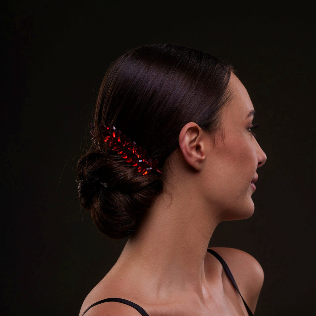 Elegant Red Crystal 2-Piece Hair Comb Set – Bridal Port