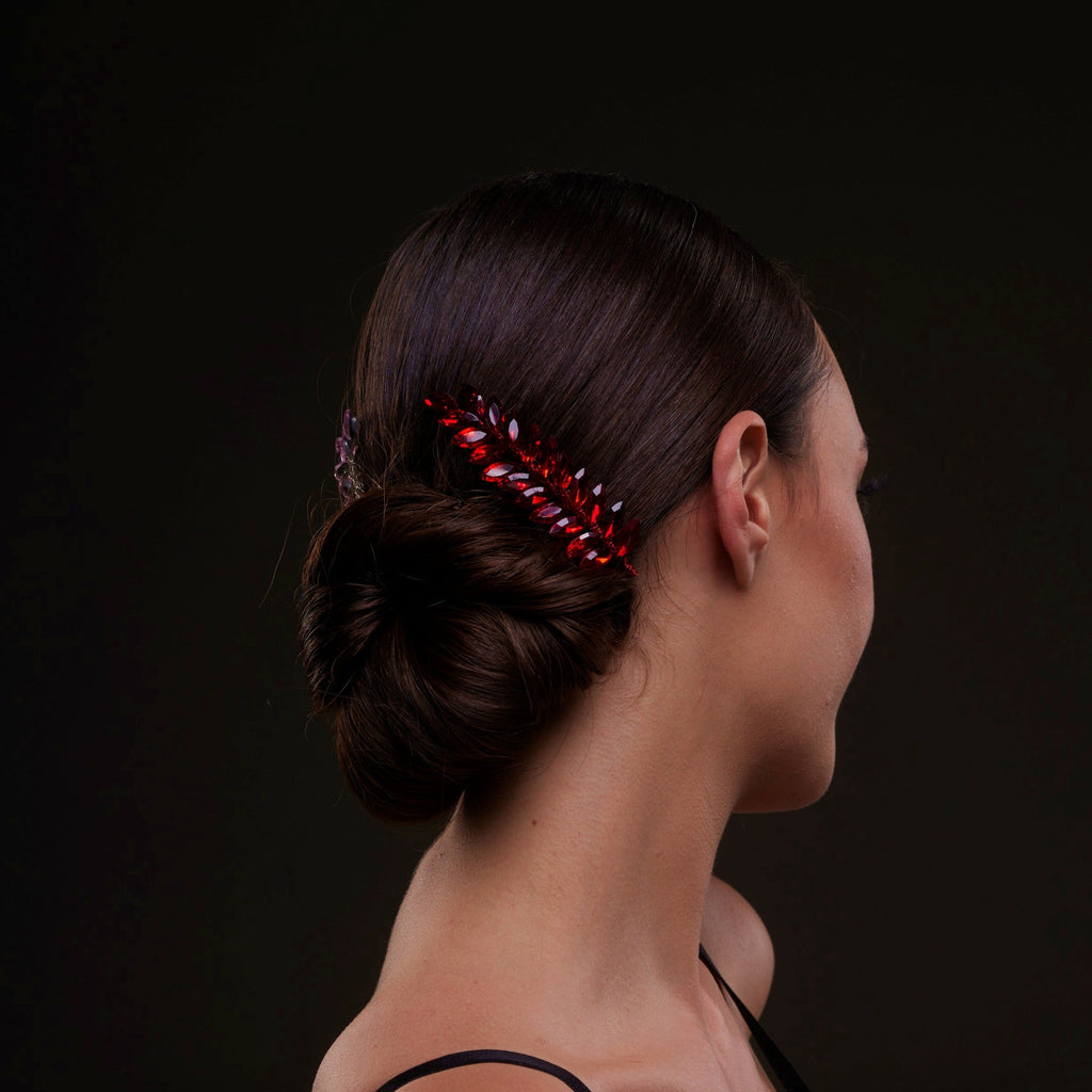 Elegant Red Crystal 2-Piece Hair Comb Set – Bridal Port, view 6