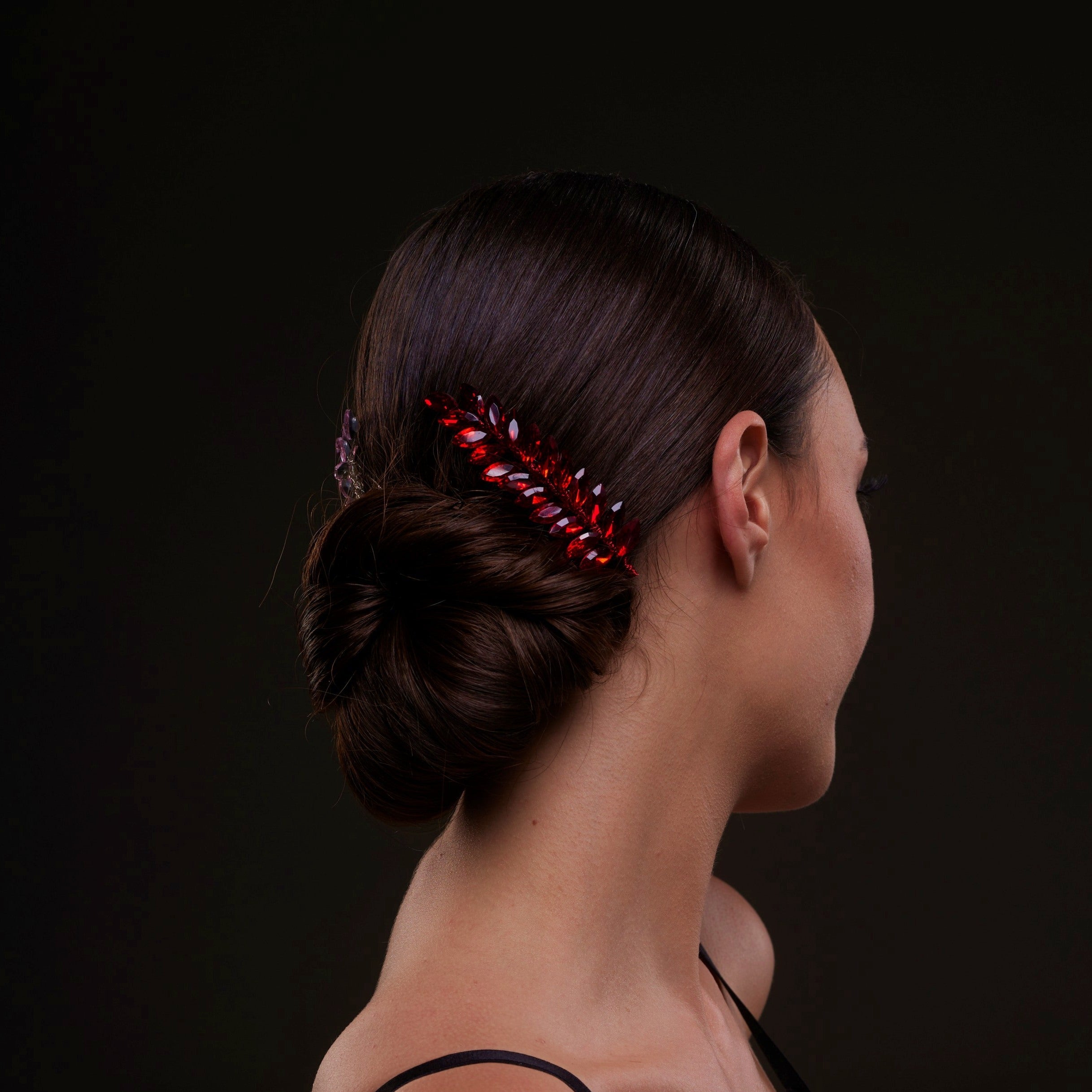 Elegant Red Crystal 2-Piece Hair Comb Set – Bridal Port, view 6