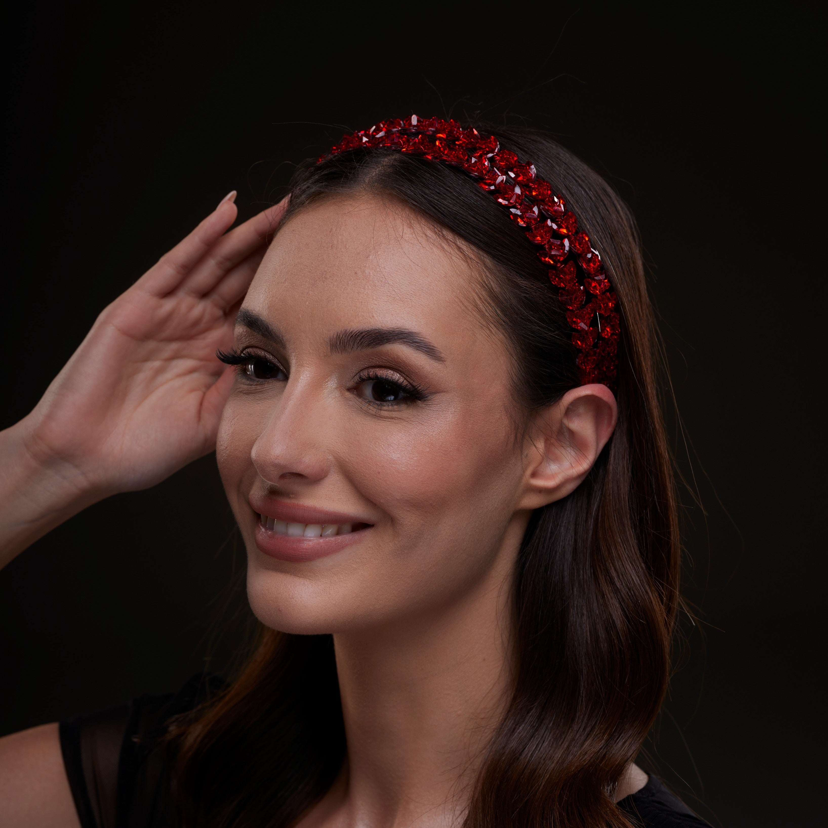 Red Crystal Beaded Hairband – Bridal Port