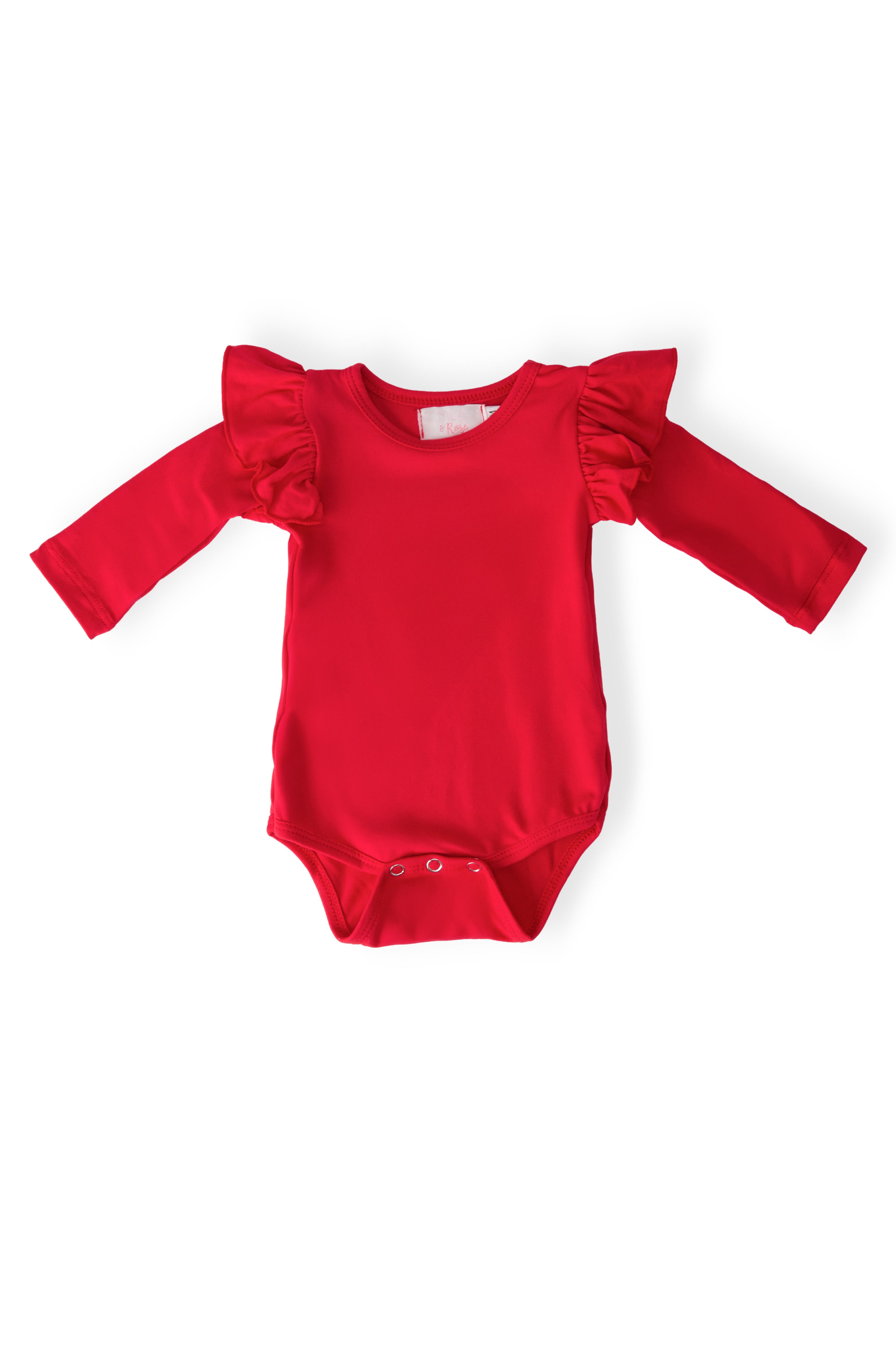 Mila & Rose ® Red L/S Flutter Bodysuit — main product shot