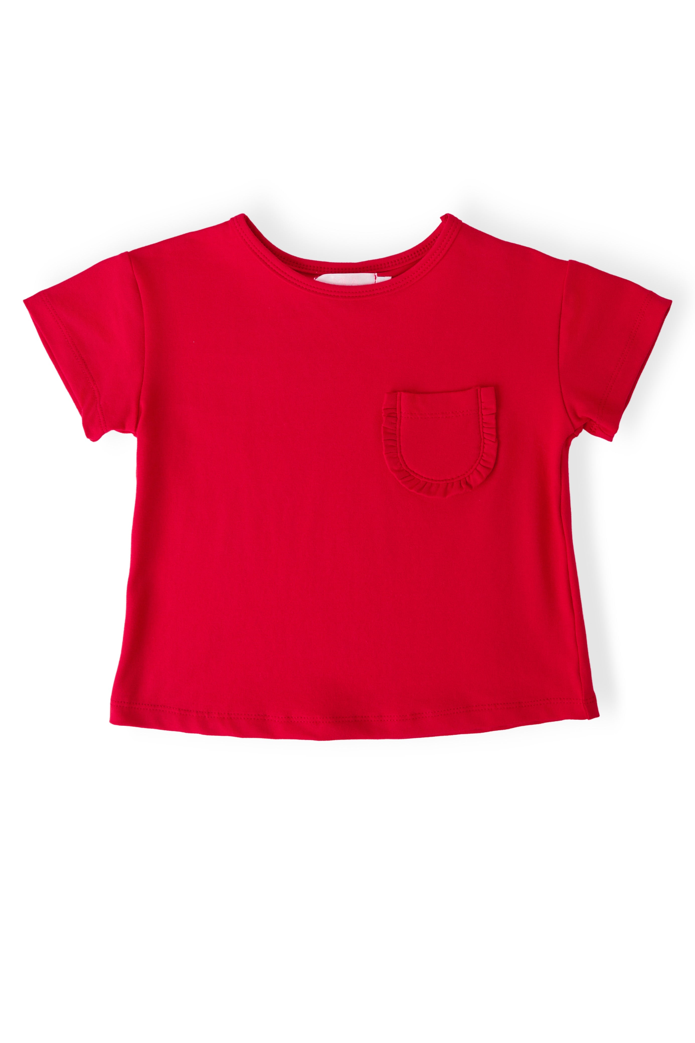 Mila & Rose ® Red Ruffle Pocket Tee — main product shot