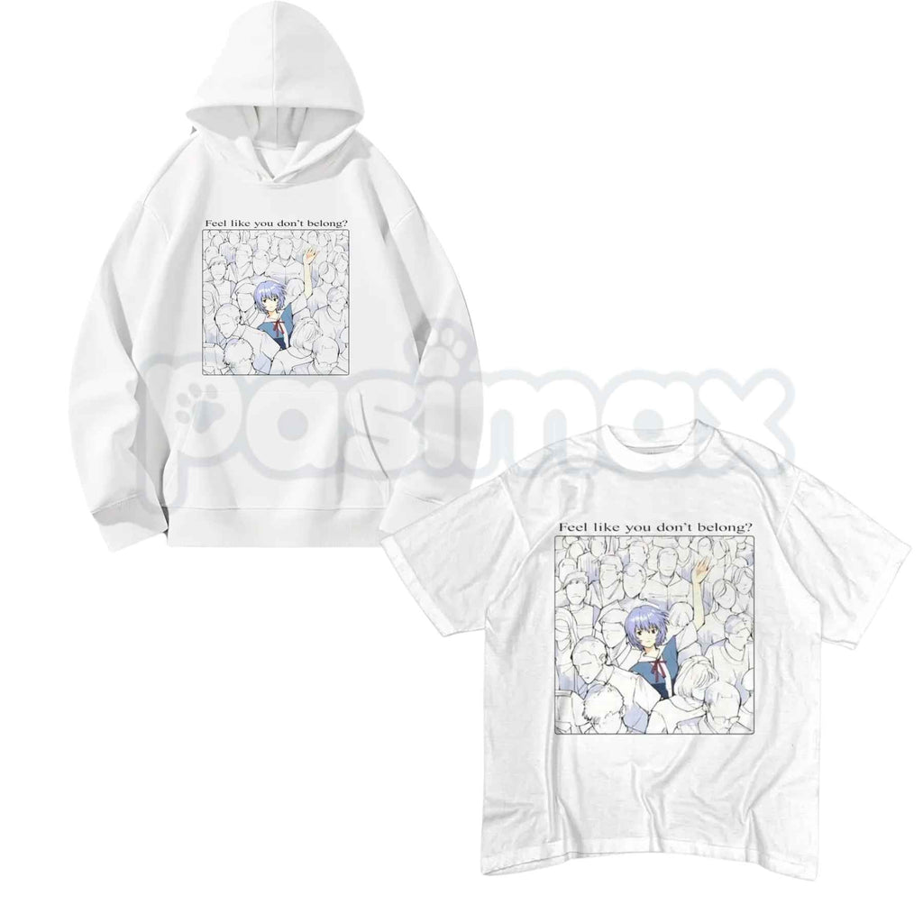Rei Ayanami Shirt – Feel Like You Don’t Belong Anime Graphic Tee, Retro Evangelion Unisex Cotton Streetwear Shirt