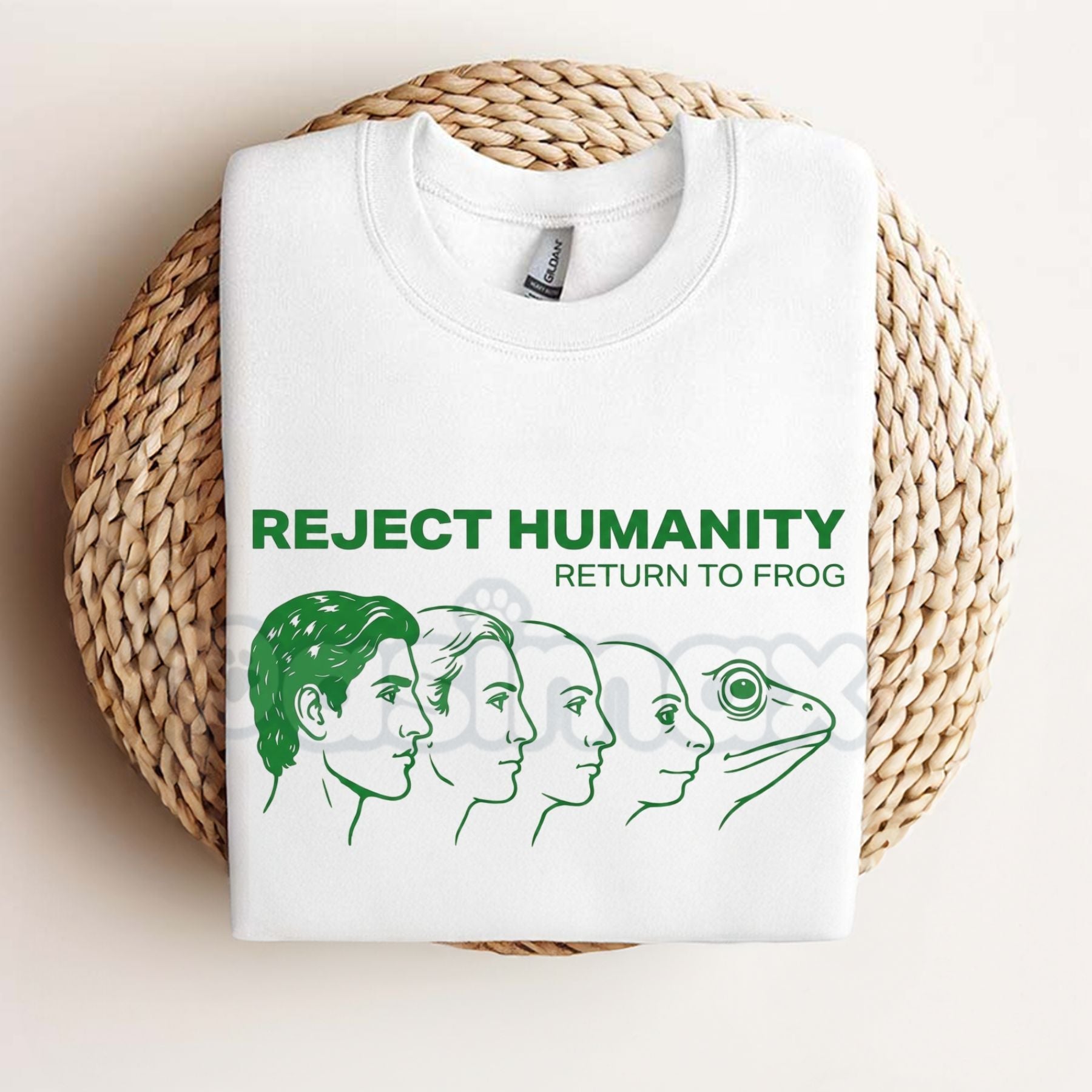 Pasimax "Reject Humanity Return to Frog" Evolution T-Shirt - Funny Ironic Meme Graphic Tee, Absurdist Frog Lover Gift Shirt, 