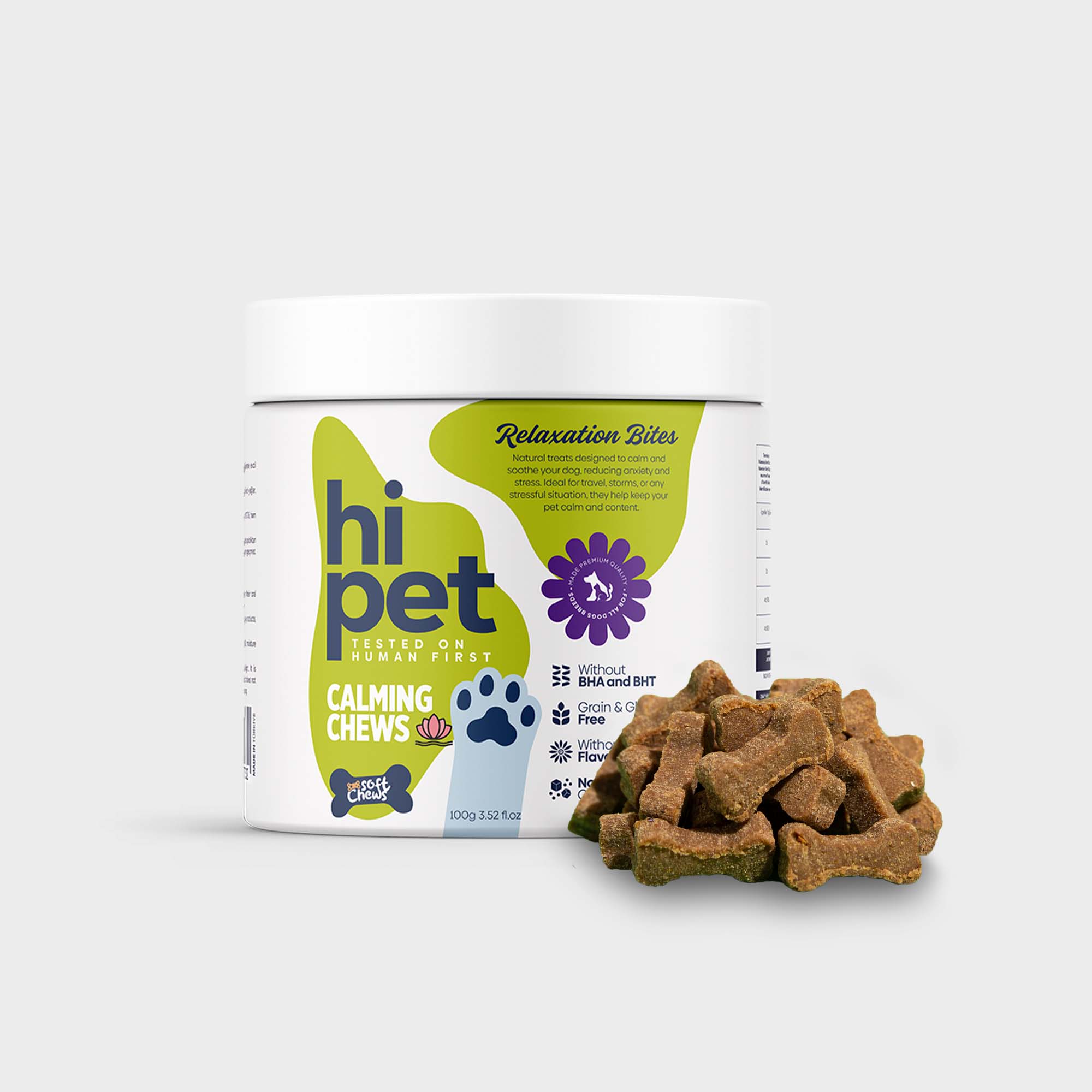 HiPet Relaxation Bites - Calming Chewable Tablets for Dogs