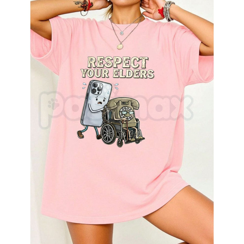 "Respect Your Elders" Tech Graphic T-Shirt – Funny Floppy Disk Retro PC Tee, Premium 100% Cotton Gamer & IT Humor Top, Soft Lived-In Heavyweight Nerd Culture Shirt, Made in USA