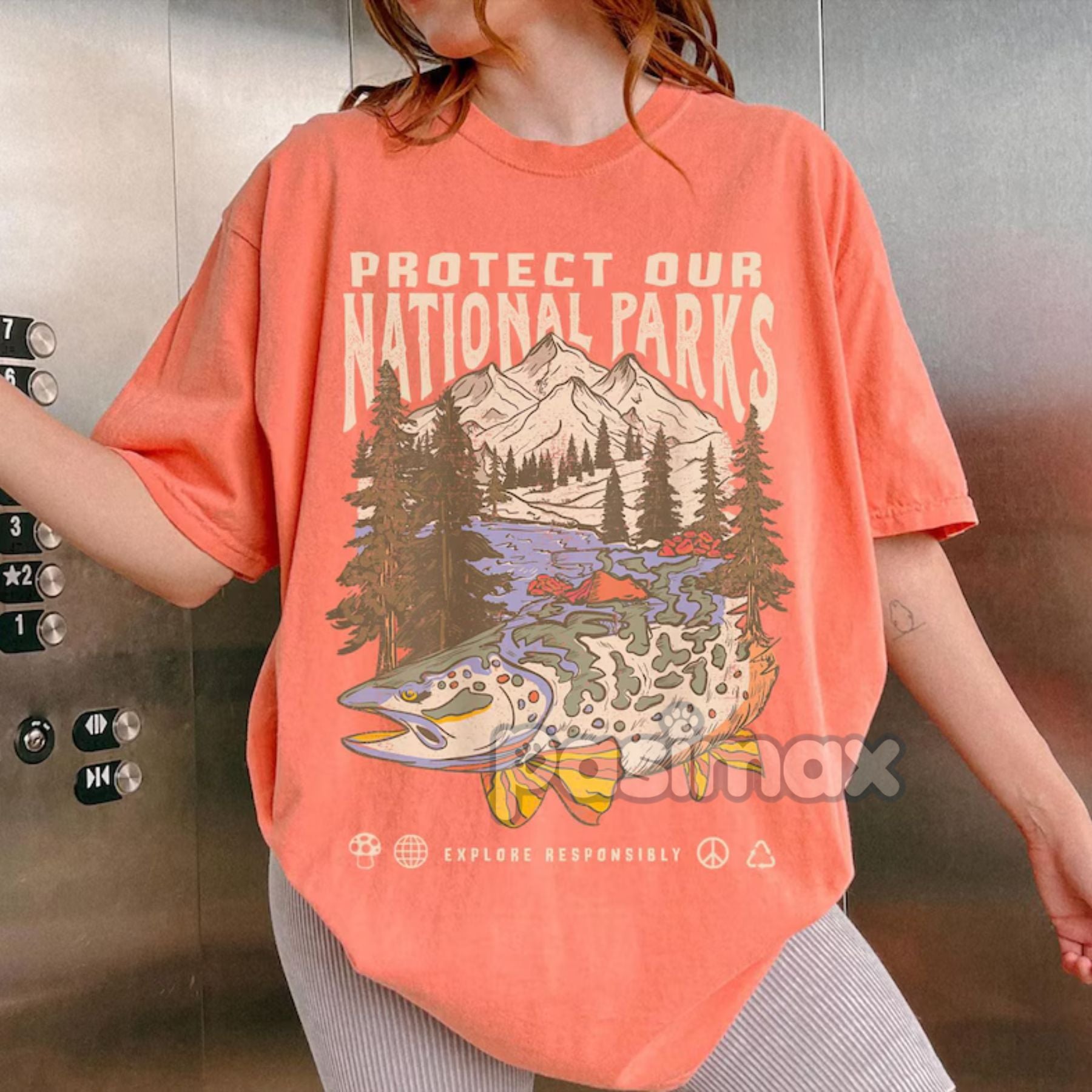 Pasimax 'Respect the Local Wildlife' Tee – National Parks Hiking Camping Clothes, Granola Girl Adventure Shirt, Wanderlust T-