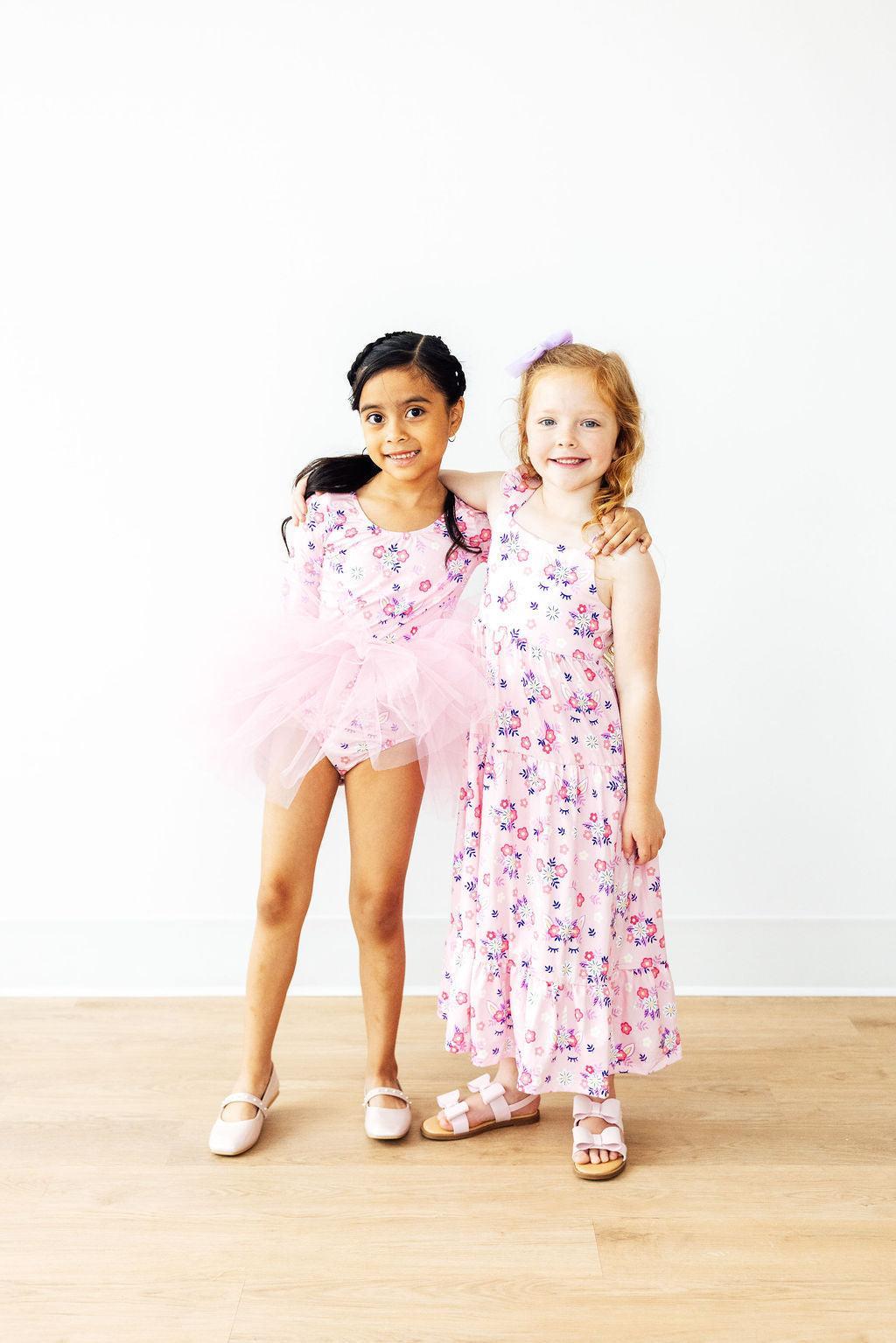 Mila & Rose ® Retro Daydream Ruffle Maxi Dress — back view