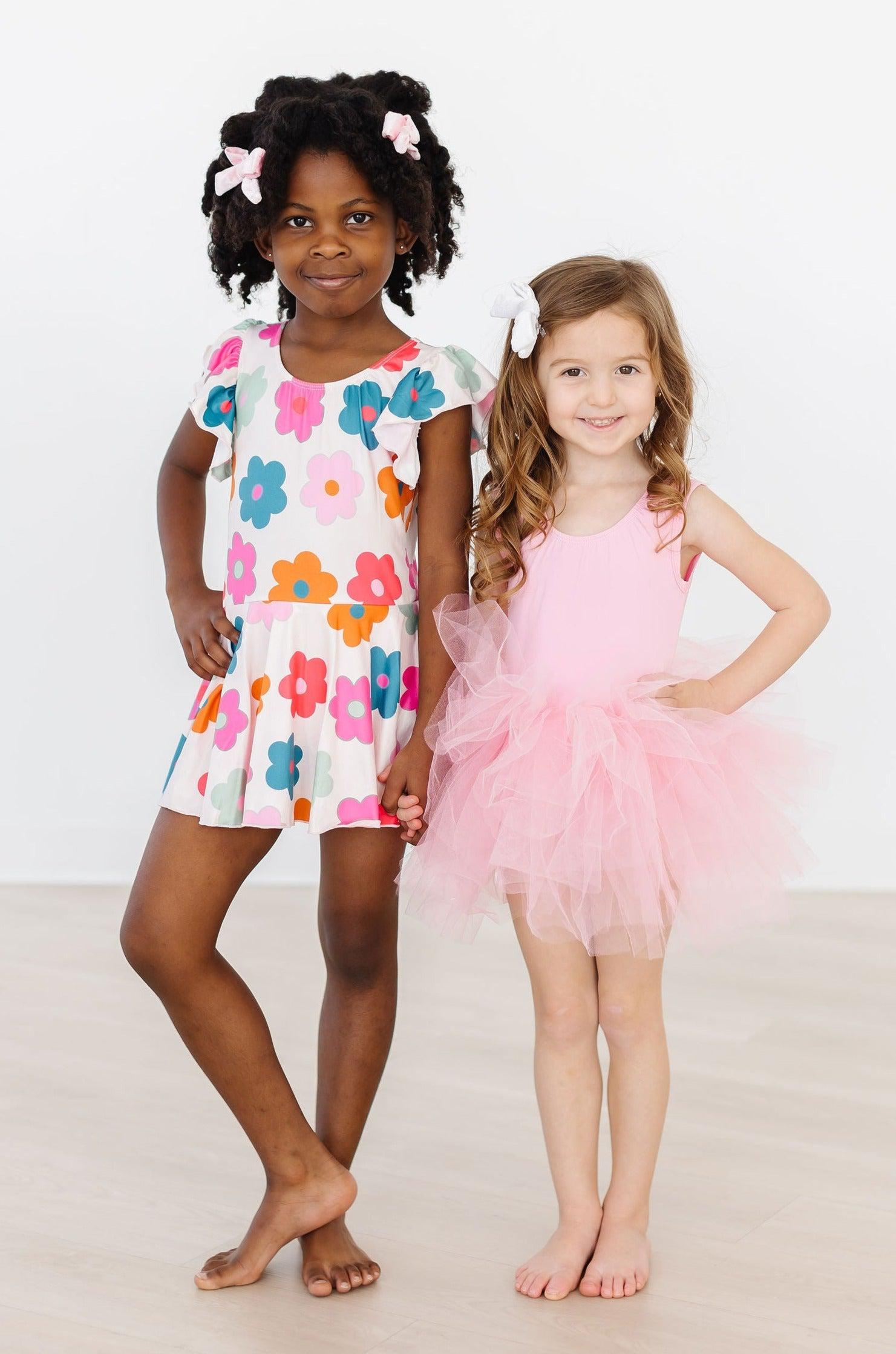 Mila & Rose ® Retro Floral S/S Twirl Leotard — detail close-up