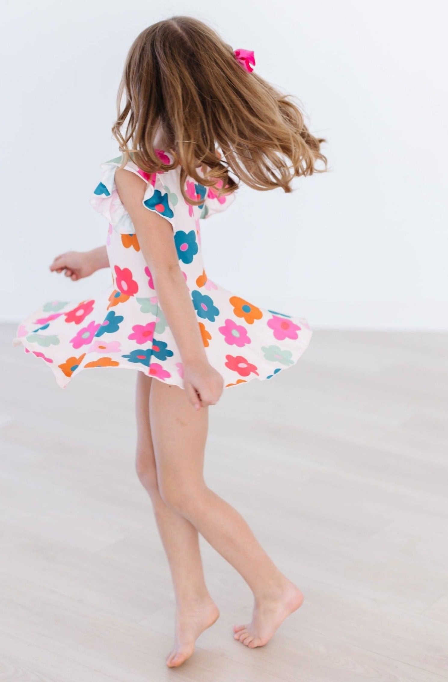 Mila & Rose ® Retro Floral S/S Twirl Leotard — side view