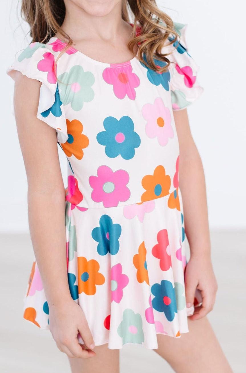 Mila & Rose ® Retro Floral S/S Twirl Leotard — back view